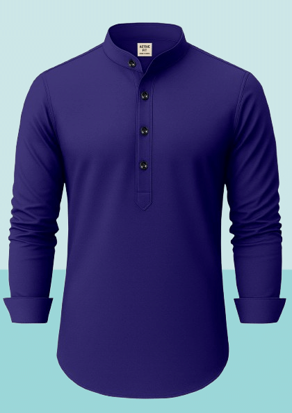     			Vrundavan Fashion Blue Cotton Blend Men's Shirt Style Kurta ( Pack of 1 )