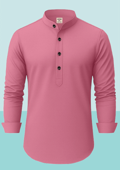    			Vrundavan Fashion Pink Cotton Blend Men's Shirt Style Kurta ( Pack of 1 )