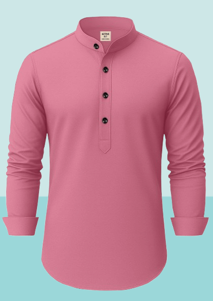     			Vrundavan Fashion Pink Cotton Blend Men's Shirt Style Kurta ( Pack of 1 )