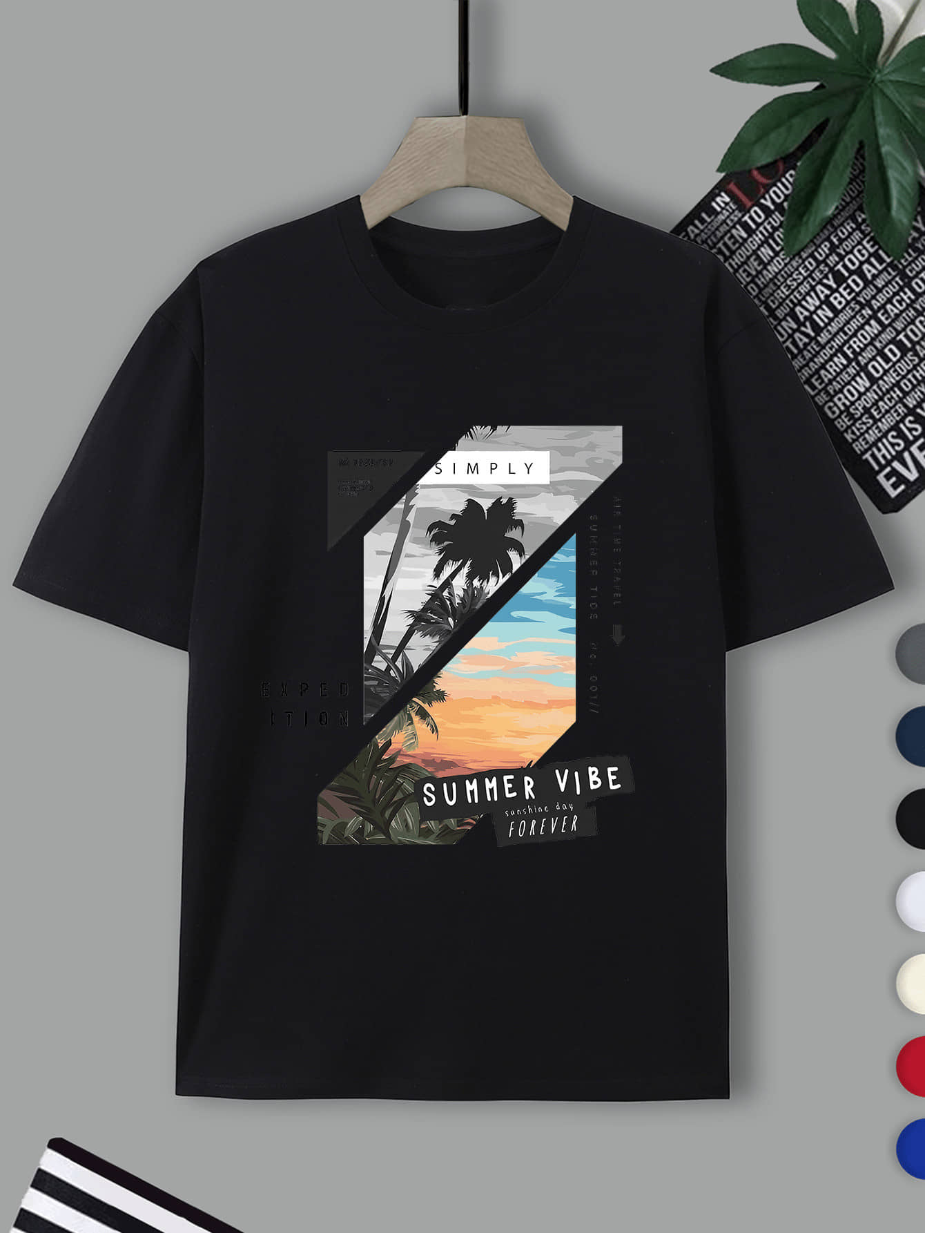 WILD ELEPHANT Men Polyester Regular Fit Printed T-Shirt ( Black )