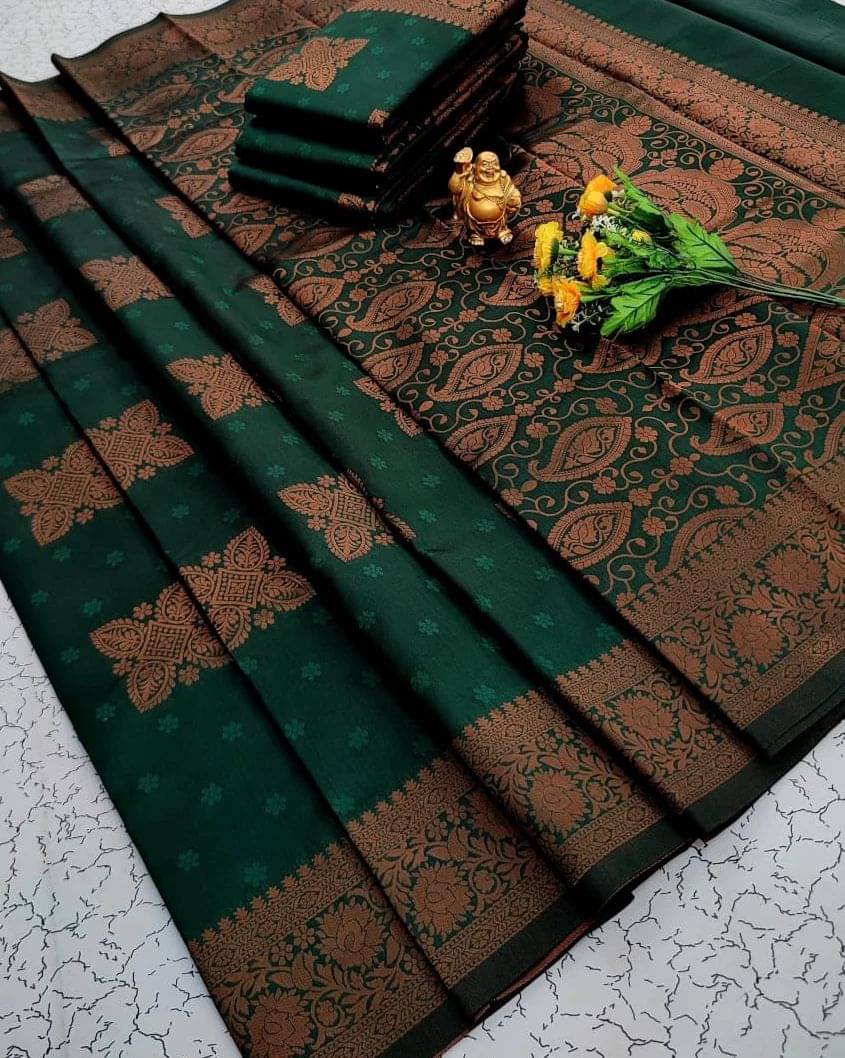 WOVEN STOCK Silk Self Design Banarasi saree With Unstitched Blouse Piece ( Rama ) WOVEN STOCK Silk Self Design Banarasi saree With Unstitched Blouse Piece ( Rama )