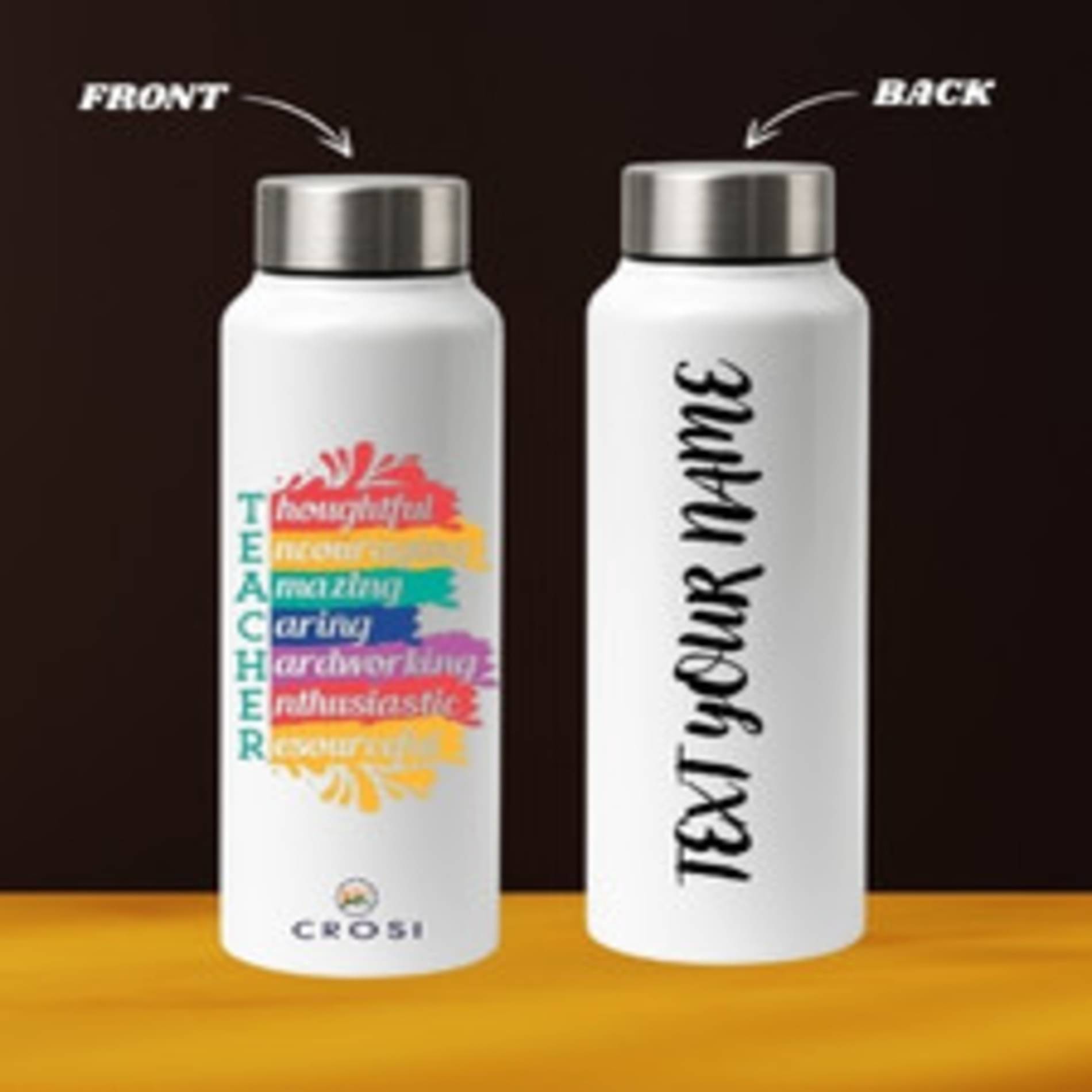     			kk crosi Your Name Written Customized White Steel Sipper Water Bottle 750 mL ( Set of 1 )