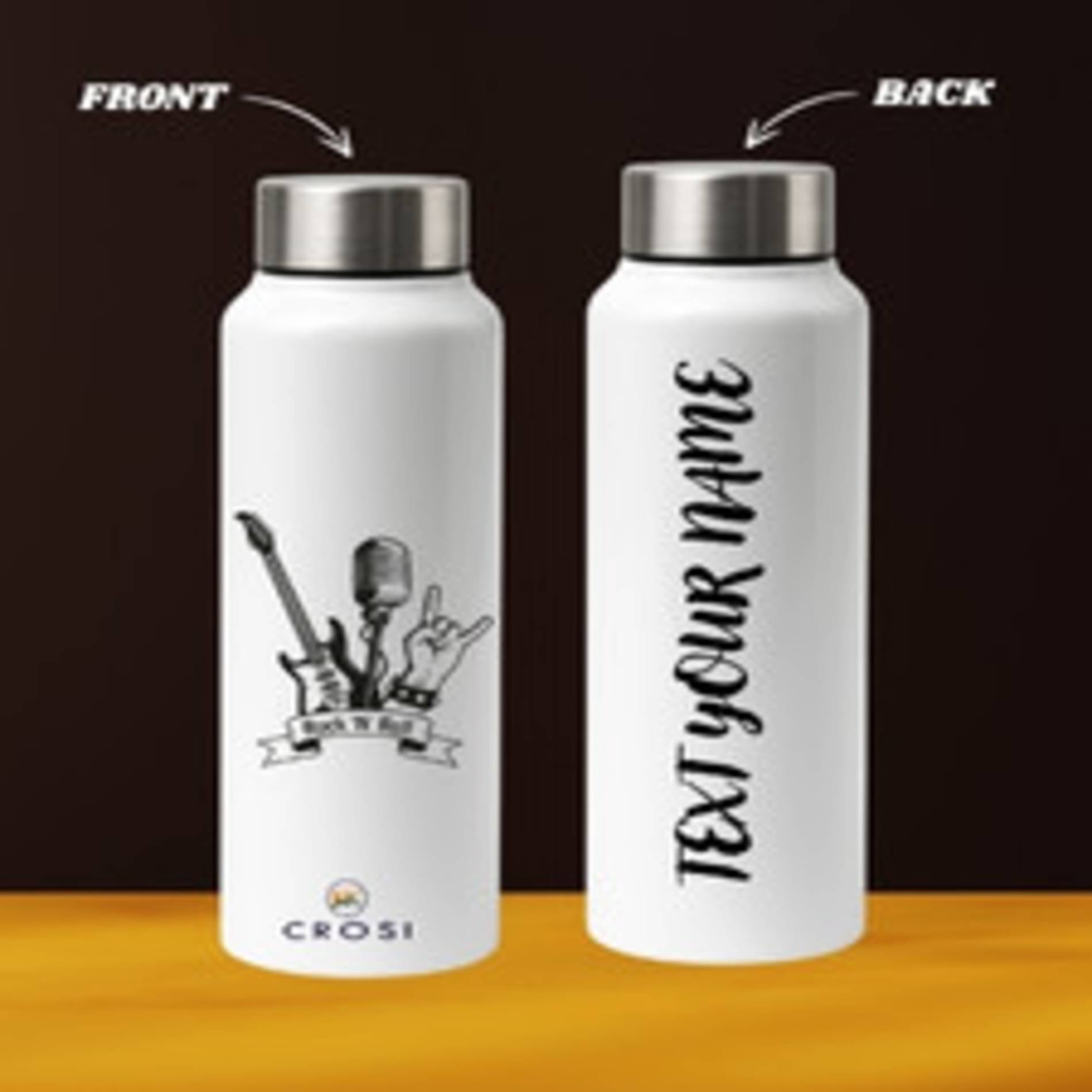     			kk crosi Your Name Written Customized White Steel Sipper Water Bottle 750 mL ( Set of 1 )