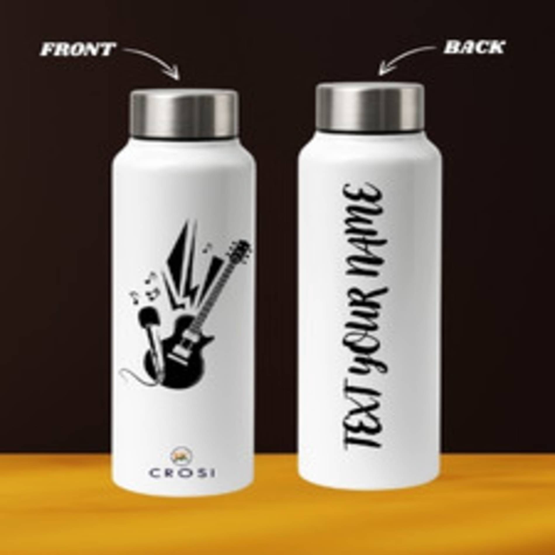     			kk crosi Your Name Written Customized White Steel Sipper Water Bottle 750 mL ( Set of 1 )