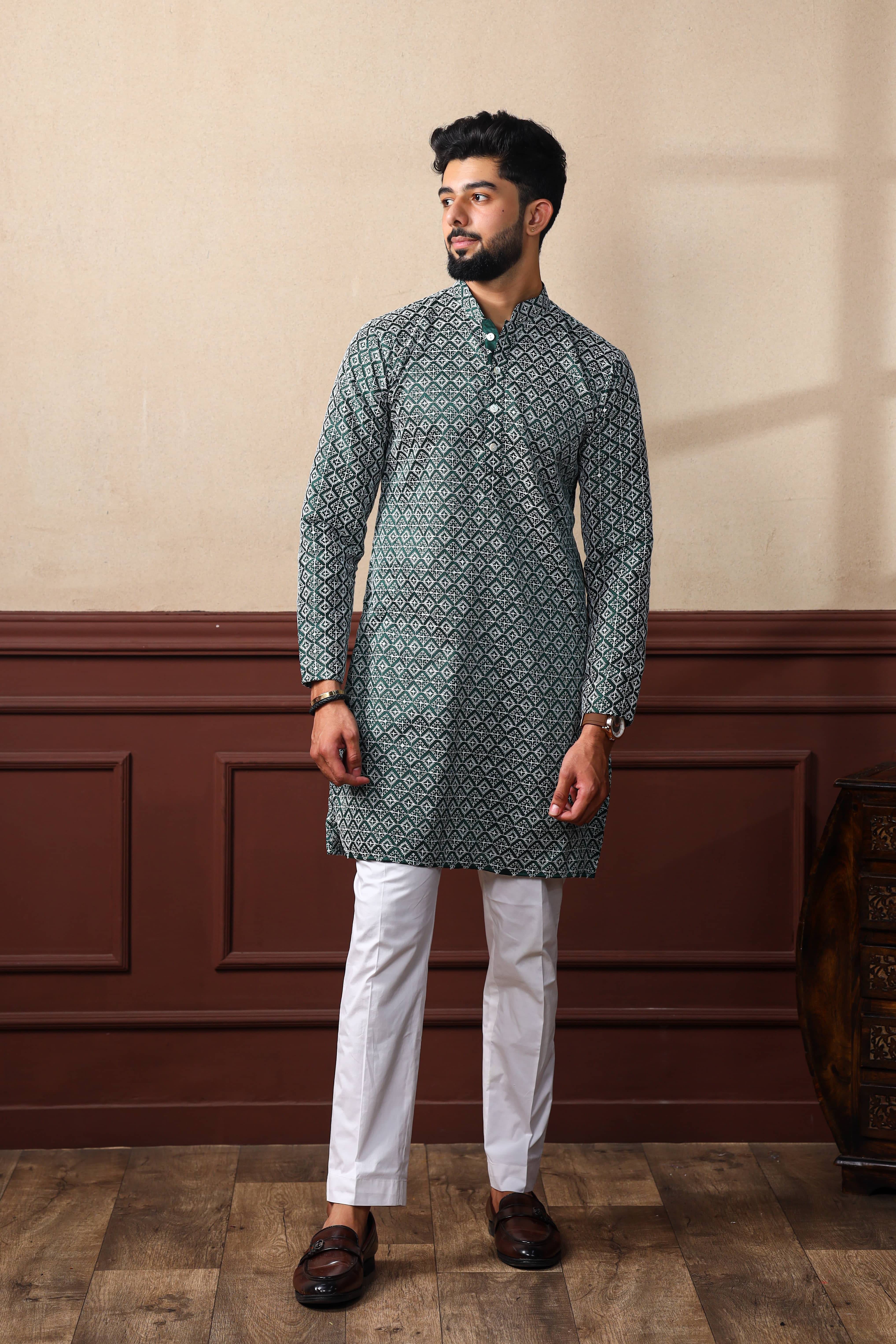 koshin Dark Green Silk Men's Regular Kurta ( Pack of 1 ) koshin Dark Green Silk Men's Regular Kurta ( Pack of 1 )