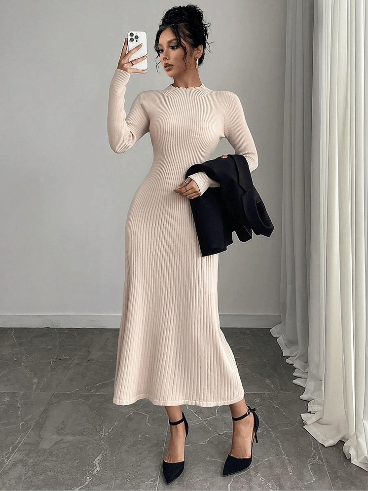 ALEKYA Polyester Black Bodycon Dress Single