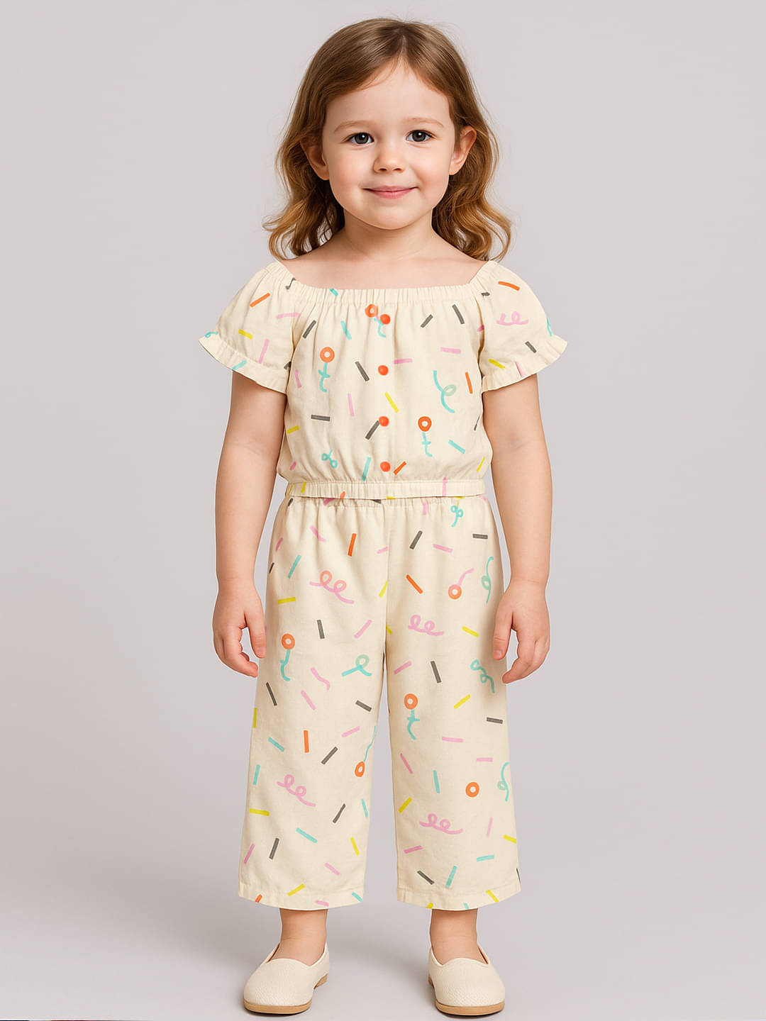     			A.T.U.N. Pack of 1 Girls 100% Cotton T-shirt & Pants ( Cream )