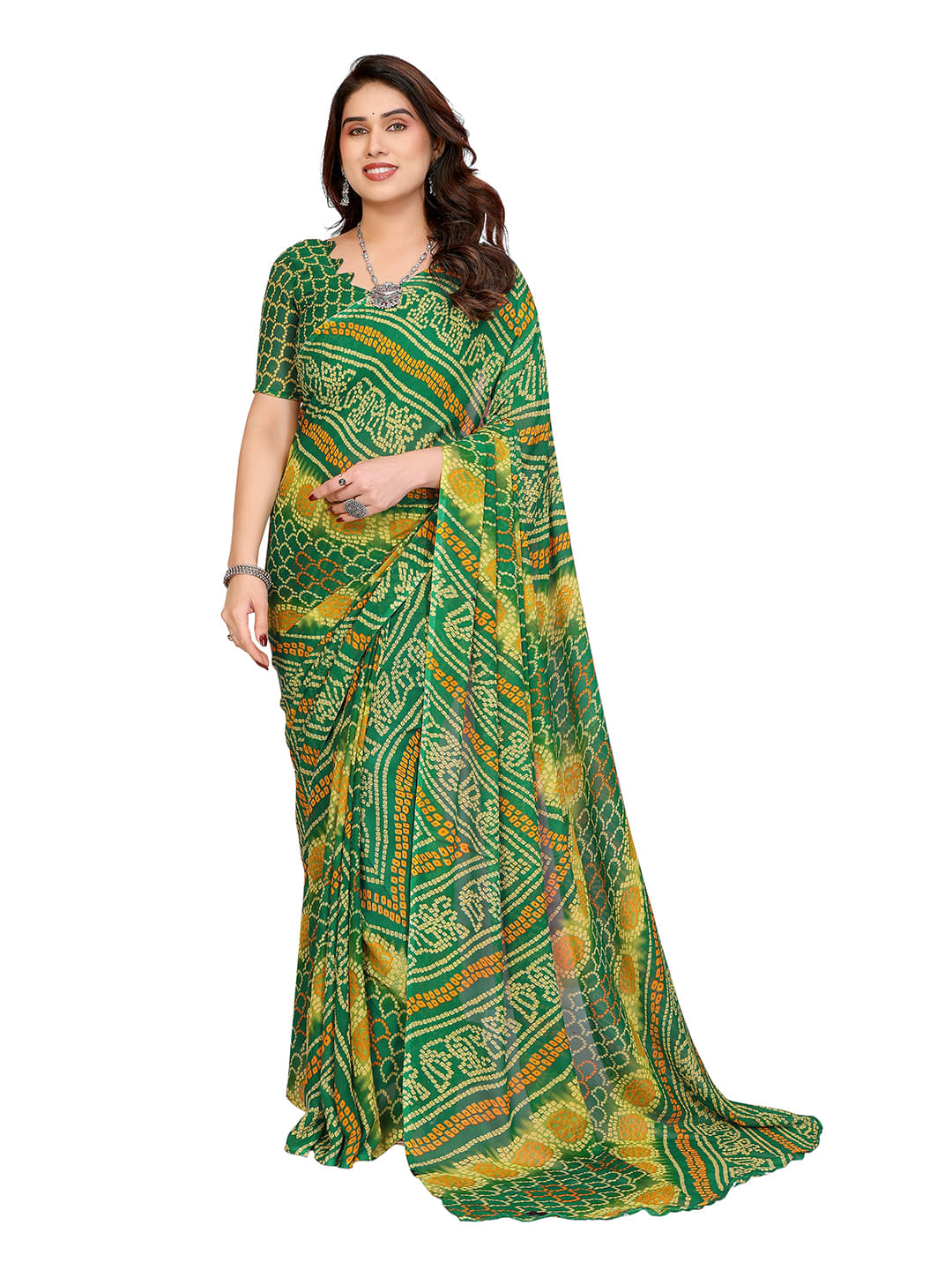 ANAND SAREES Georgette Printed Ilkal Saree With Unstitched Blouse Piece ( Green ) ANAND SAREES Georgette Printed Ilkal Saree With Unstitched Blouse Piece ( Green )