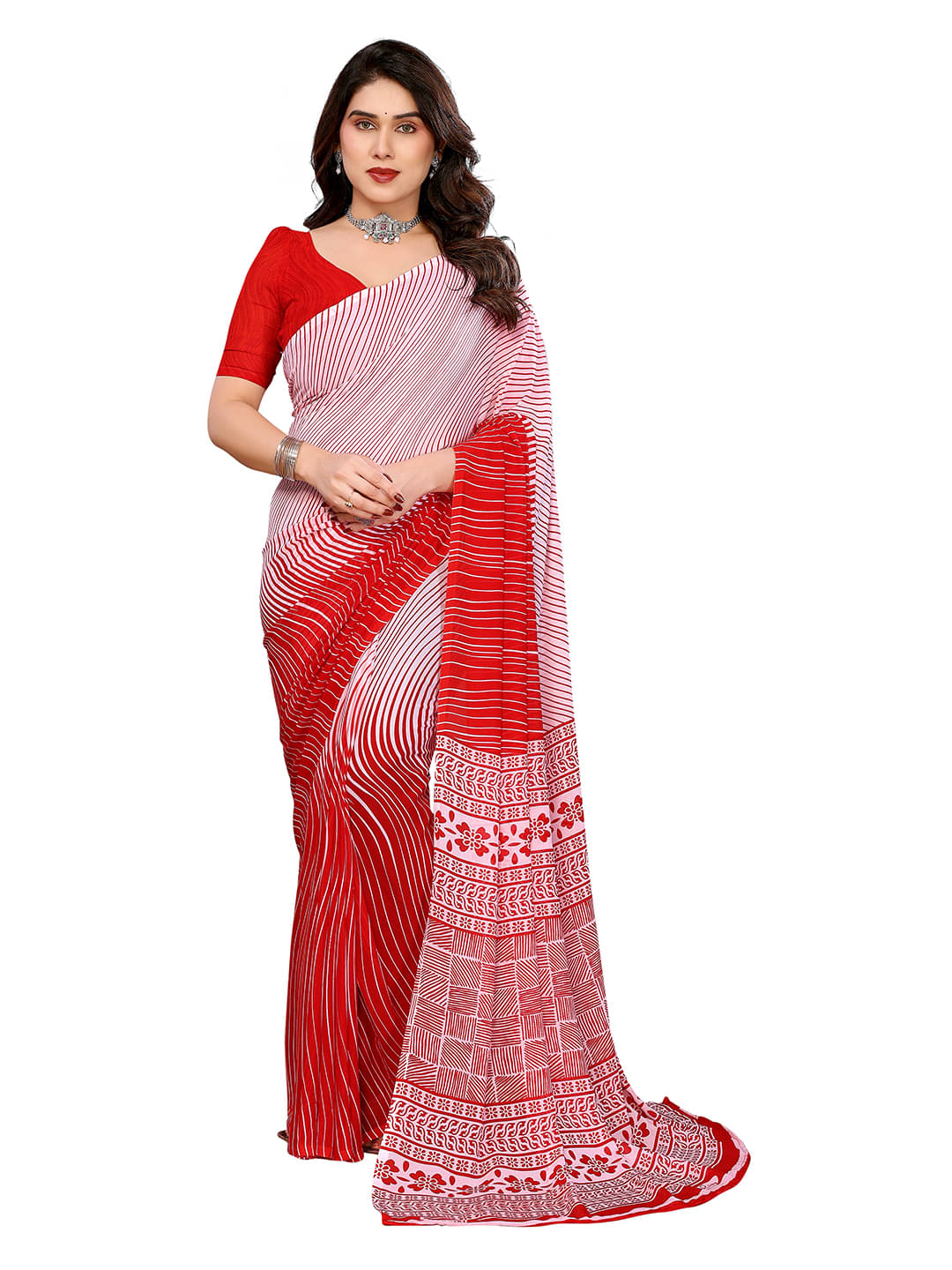 ANAND SAREES Georgette Printed Ilkal Saree With Unstitched Blouse Piece ( Red ) ANAND SAREES Georgette Printed Ilkal Saree With Unstitched Blouse Piece ( Red )