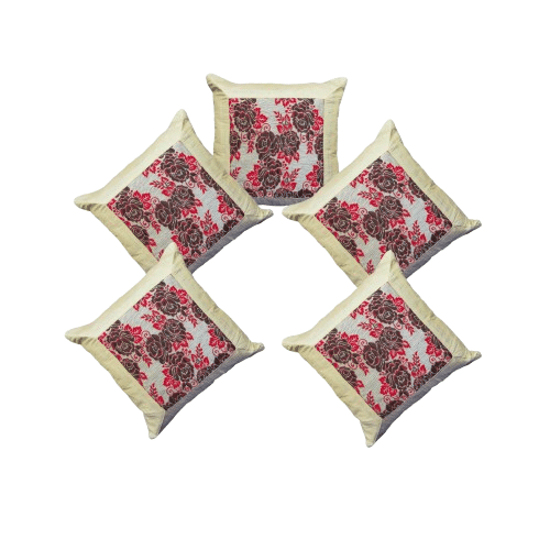 ATHNICX Set of 5 Brocade Floral Square Cushion Cover (40X40)cm - Brown ATHNICX Set of 5 Brocade Floral Square Cushion Cover (40X40)cm - Brown