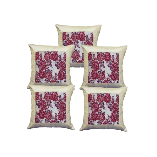     			ATHNICX Set of 5 Brocade Floral Square Cushion Cover (40X40)cm - Multicolor