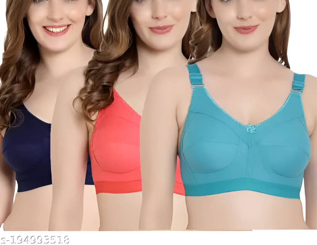 Adora Innerwear Pack of 3 Cotton Blend Lightly Padded T-Shirt Bra For Women ( Multicolor ) Adora Innerwear Pack of 3 Cotton Blend Lightly Padded T-Shirt Bra For Women ( Multicolor )