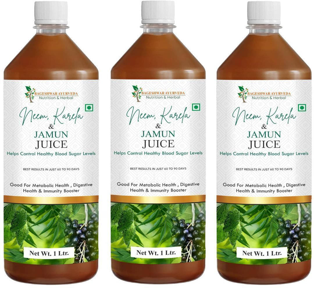 Bageshwar Ayurveda Neem Karela Jamun Juice 1l (Pack of 3) Bageshwar Ayurveda Neem Karela Jamun Juice 1l (Pack of 3)