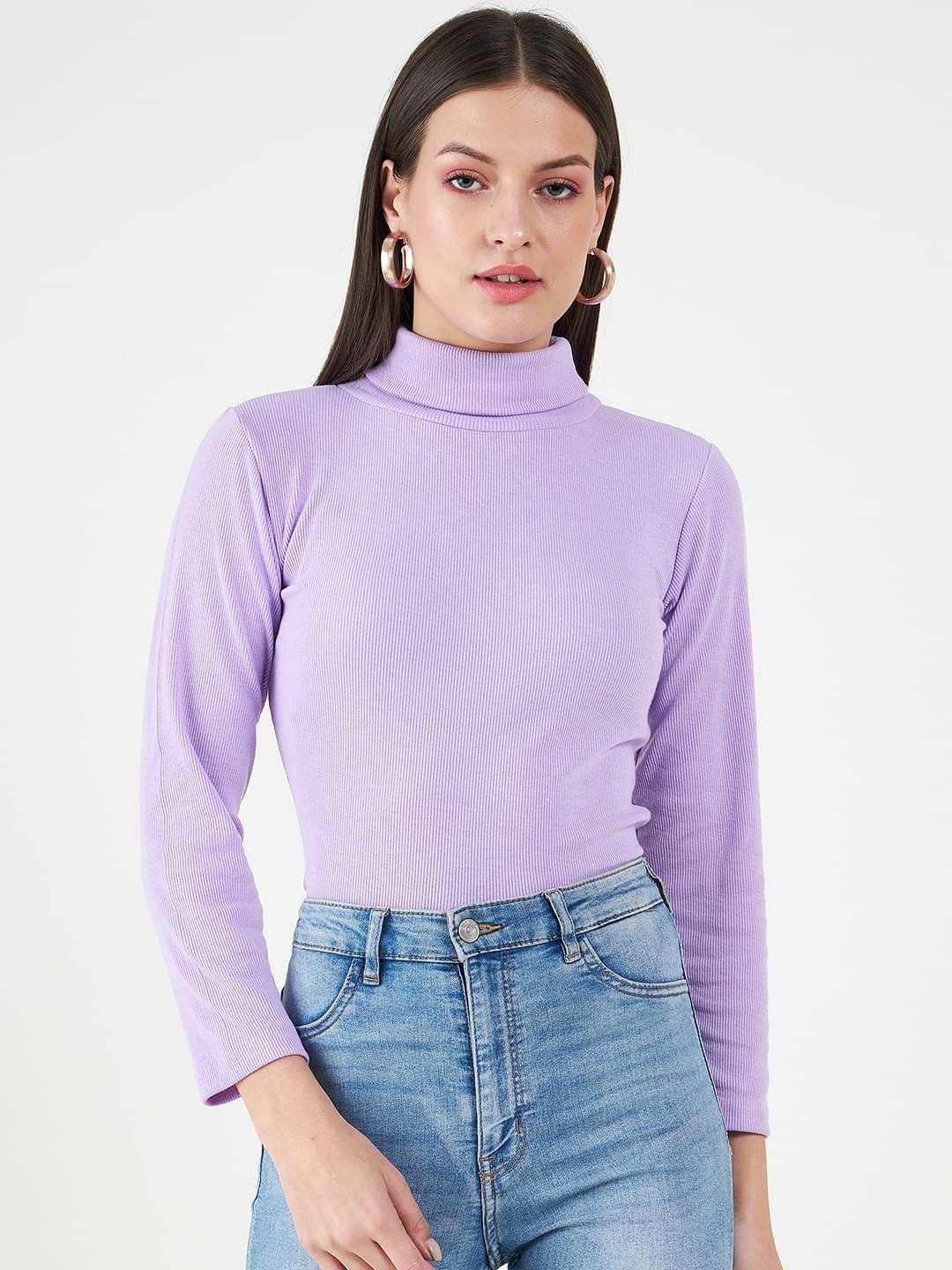     			Bitterlime Women's Cotton Regular Top ( Lavender )