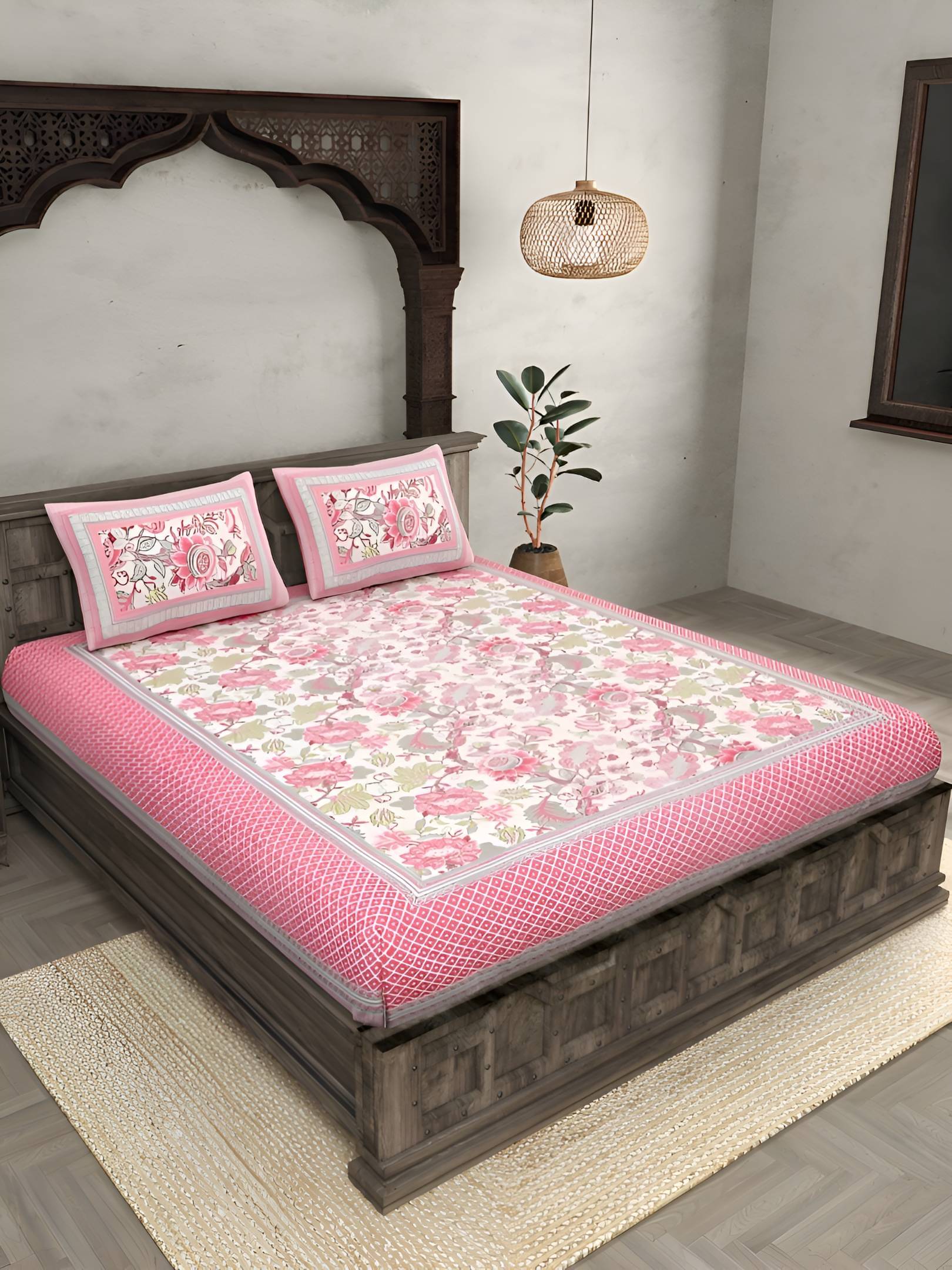 Bombay Spreads Cotton 1 Double King Bedsheet with 2 Pillow Covers ( Pink )     			Bombay Spreads Cotton 1 Double King Bedsheet with 2 Pillow Covers ( Pink )