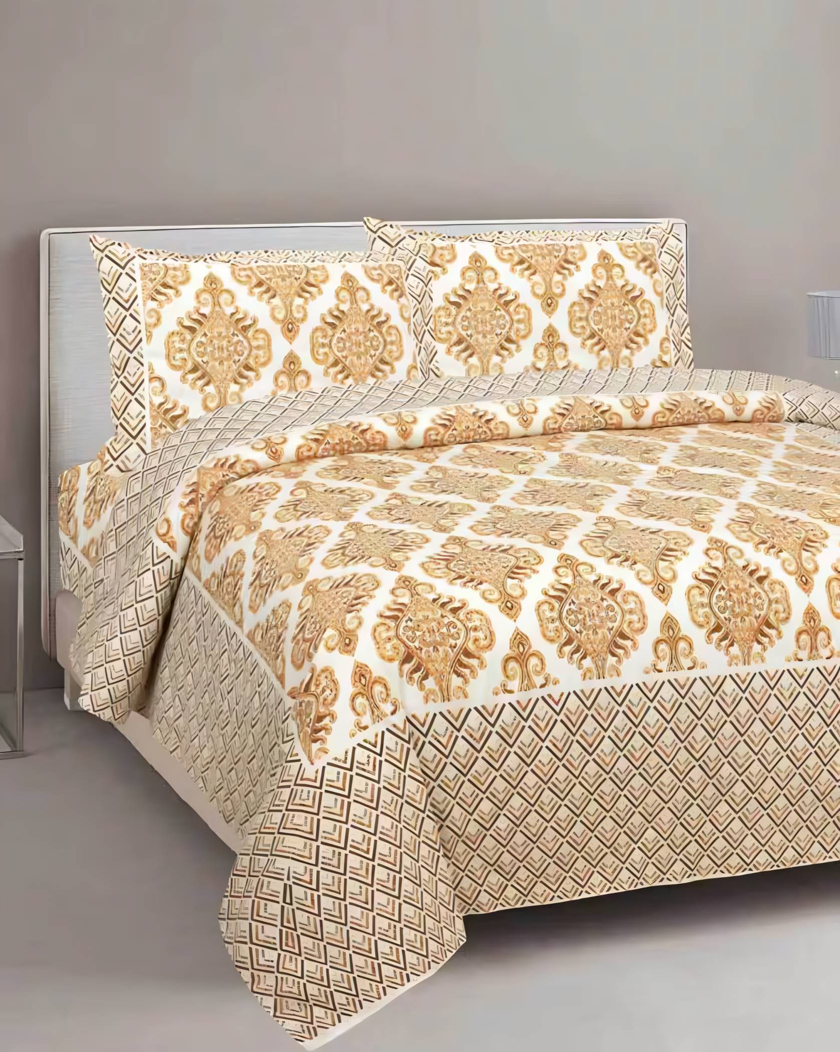Bombay Spreads Cotton 1 Double King Bedsheet with 2 Pillow Covers ( Mustard ) Bombay Spreads Cotton 1 Double King Bedsheet with 2 Pillow Covers ( Mustard )