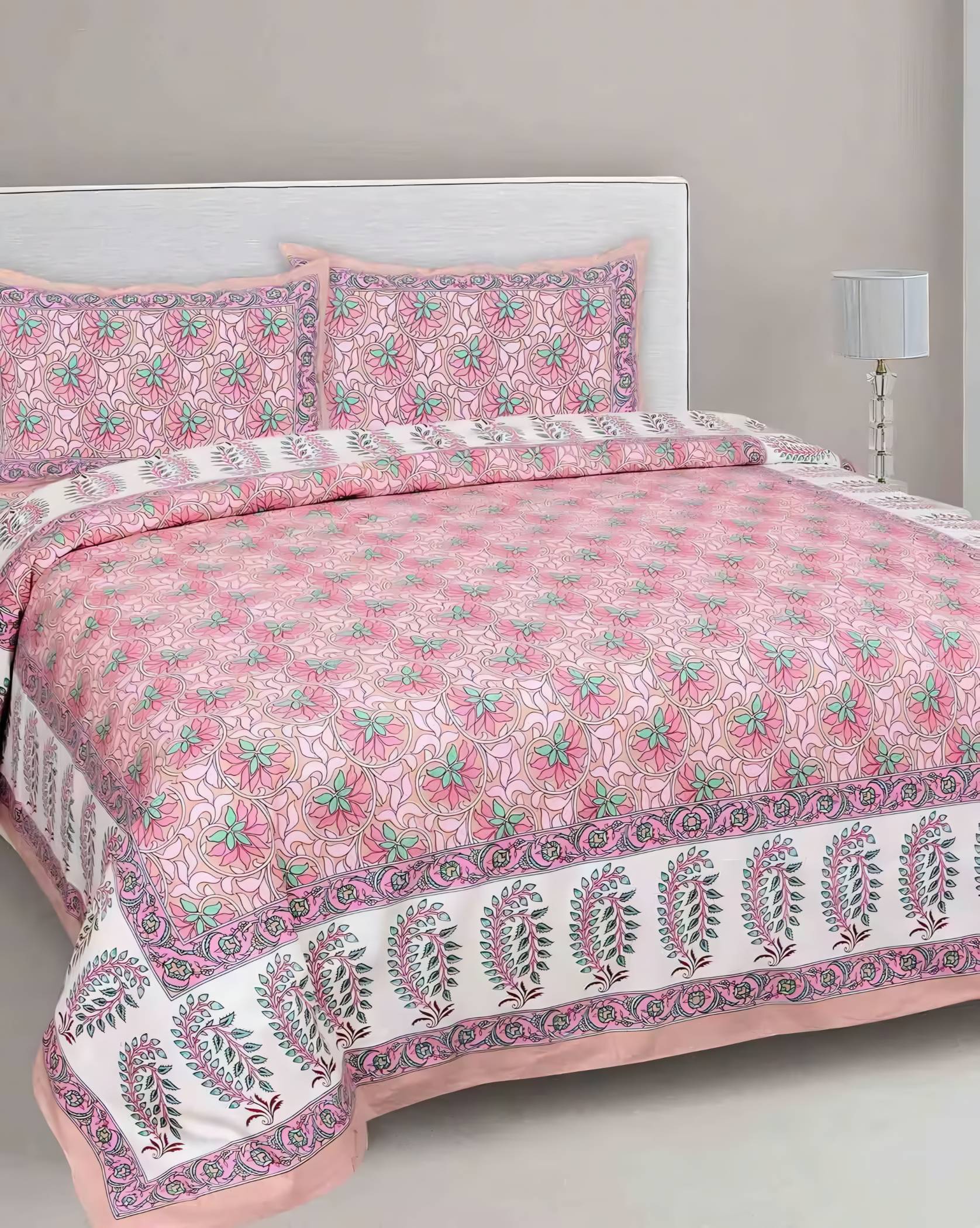     			Bombay Spreads Cotton 1 Double King Bedsheet with 2 Pillow Covers ( Pink )