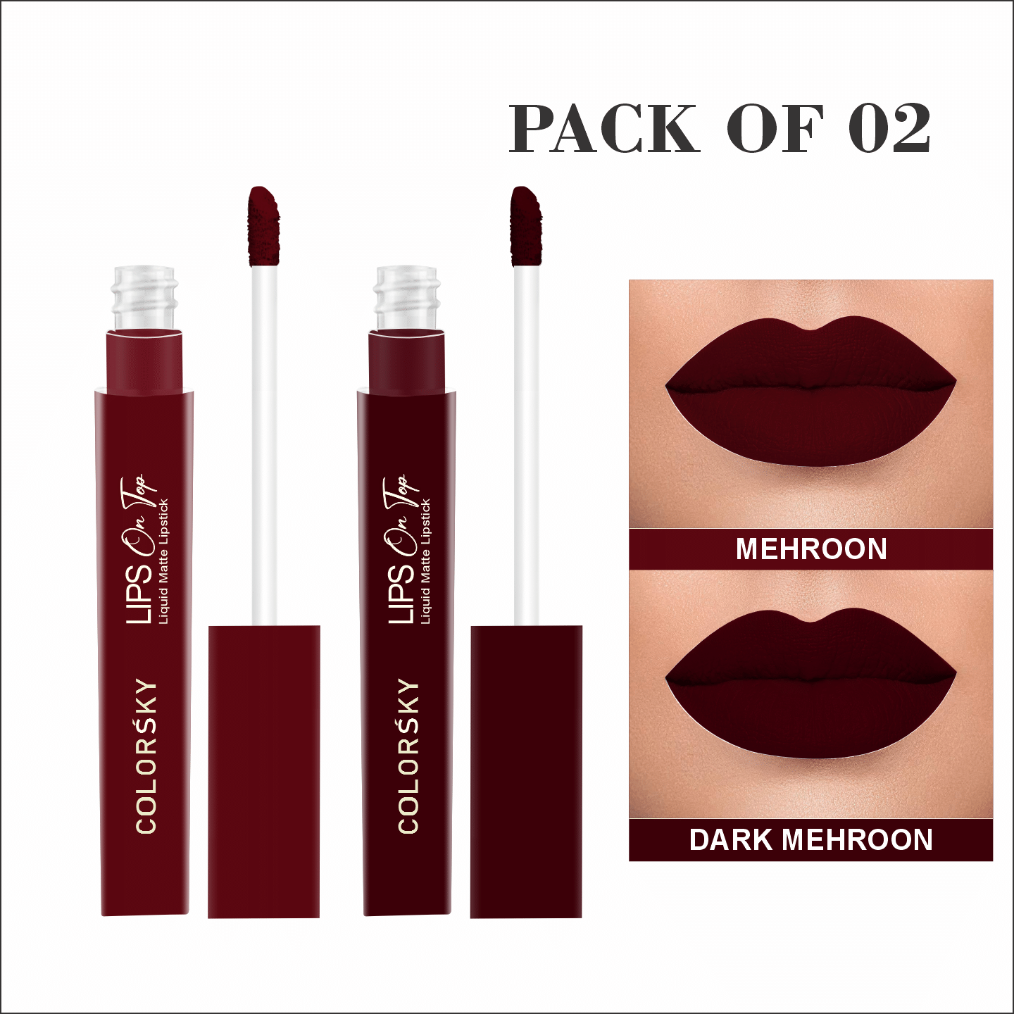     			Color Sky Maroon Matte Long Lasting Liquid Lipstick ( Pack of 2 )