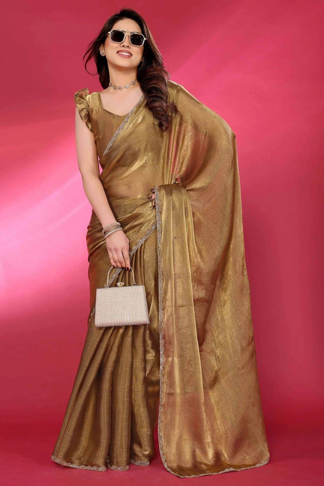 DEBRIS FAB Zimmy Choo Embellished Ilkal Saree With Unstitched Blouse Piece ( Gold ) DEBRIS FAB Zimmy Choo Embellished Ilkal Saree With Unstitched Blouse Piece ( Gold )