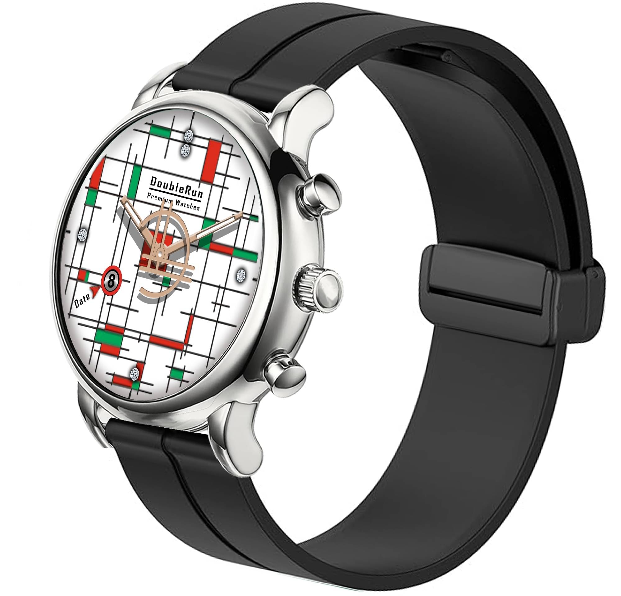     			DoubleRun Black Silicon Analog Men's Watch
