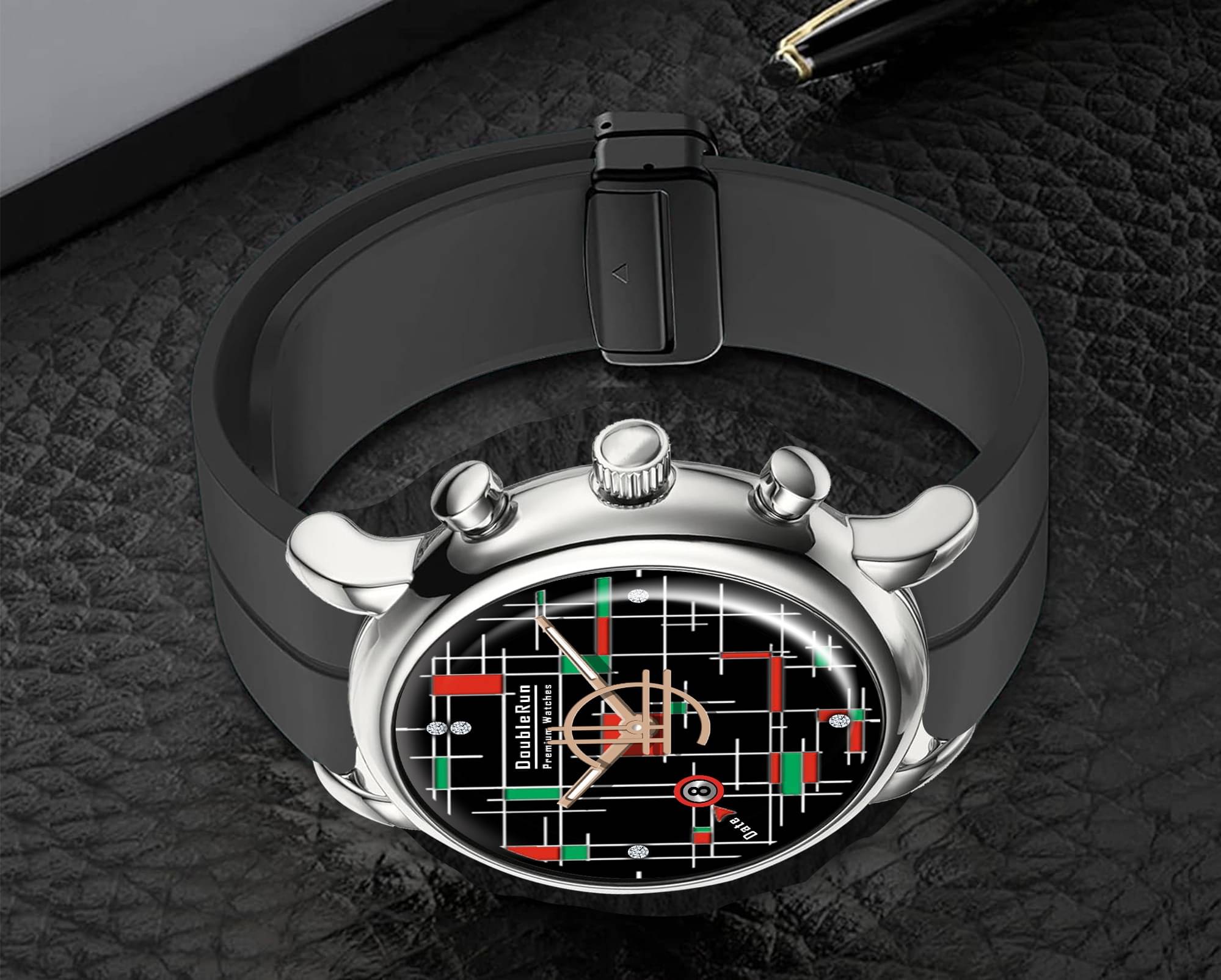     			DoubleRun Black Silicon Analog Men's Watch