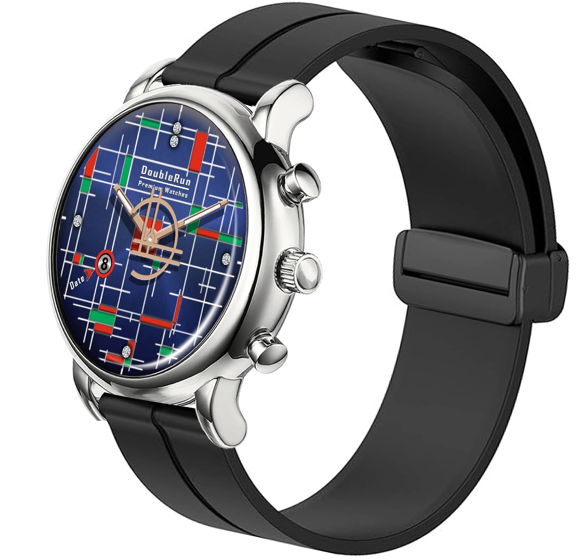     			DoubleRun Black Silicon Analog Men's Watch