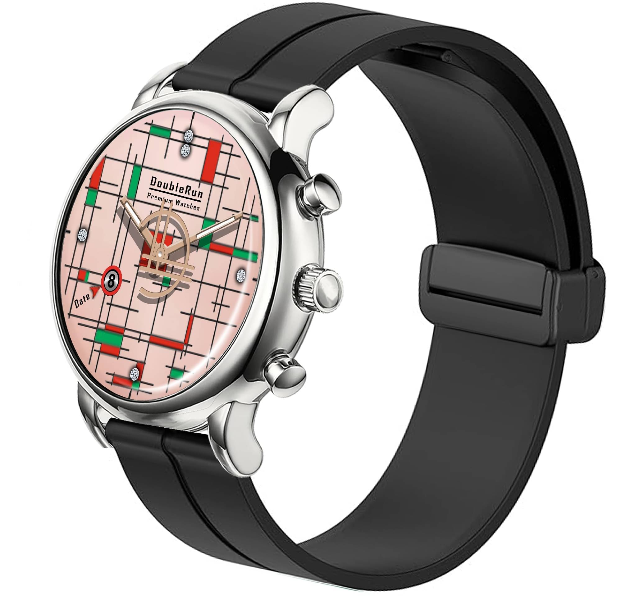     			DoubleRun Black Silicon Analog Men's Watch