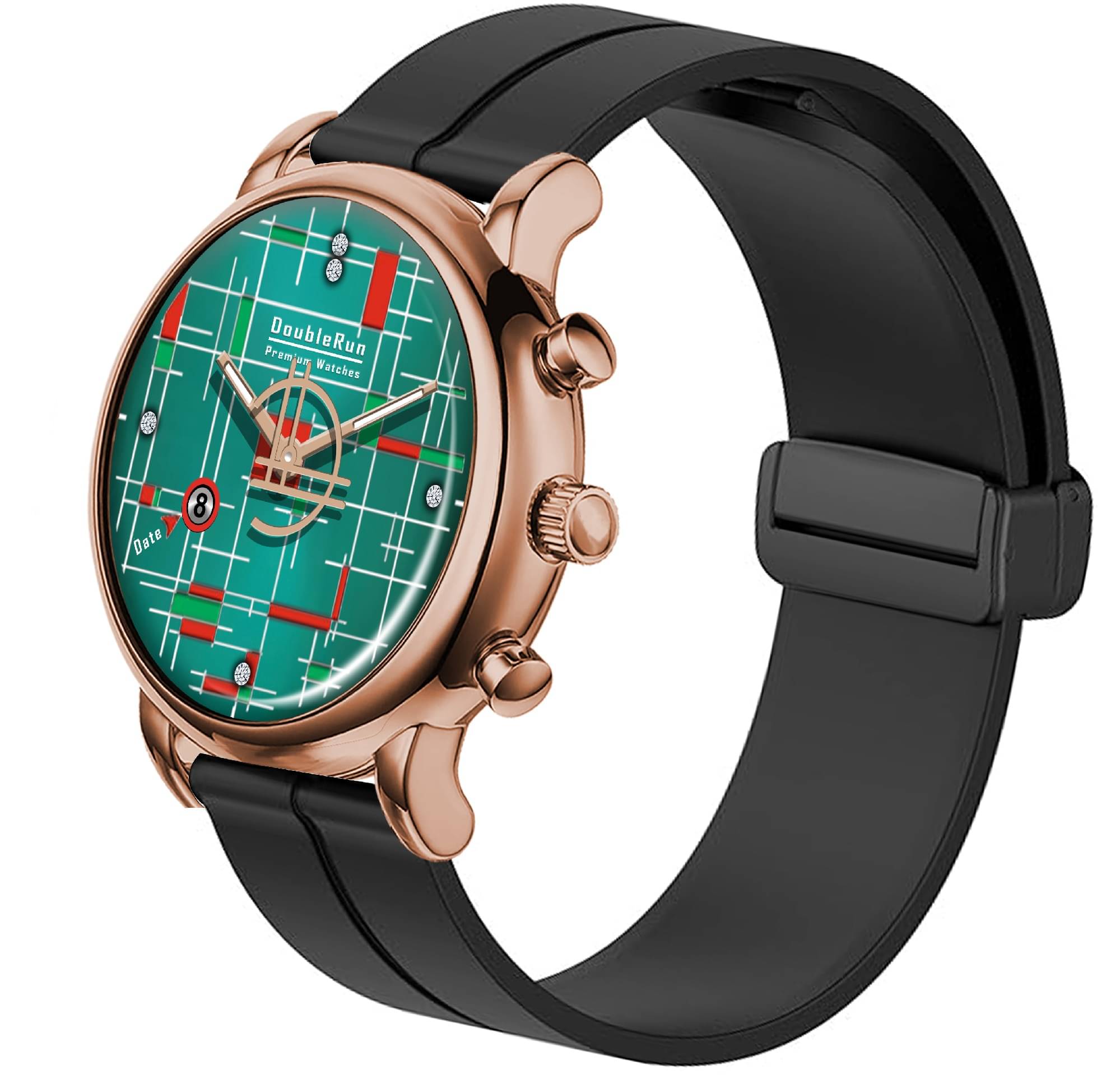     			DoubleRun Black Silicon Analog Men's Watch