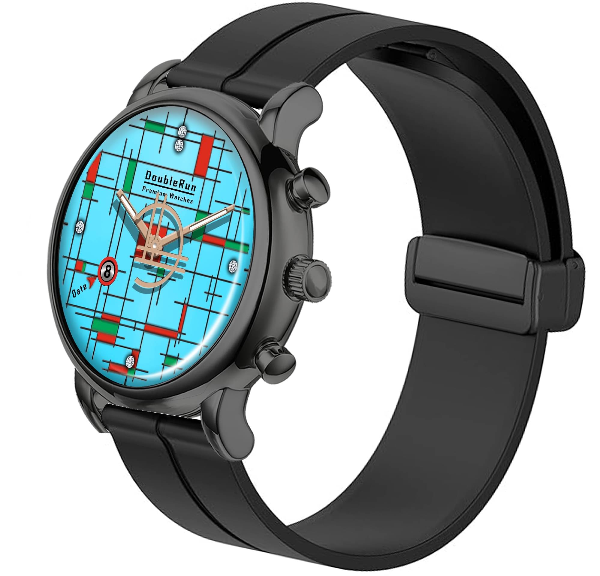     			DoubleRun Black Silicon Analog Men's Watch