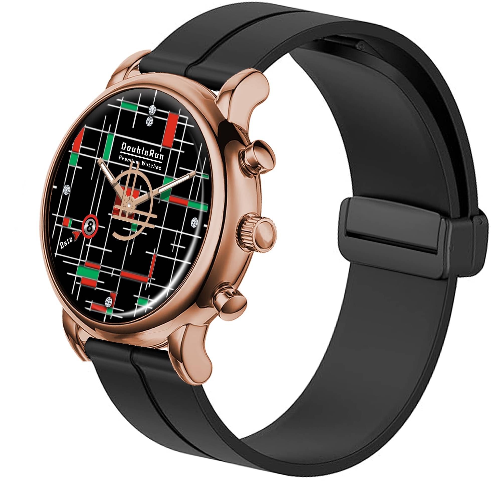     			DoubleRun Black Silicon Analog Men's Watch