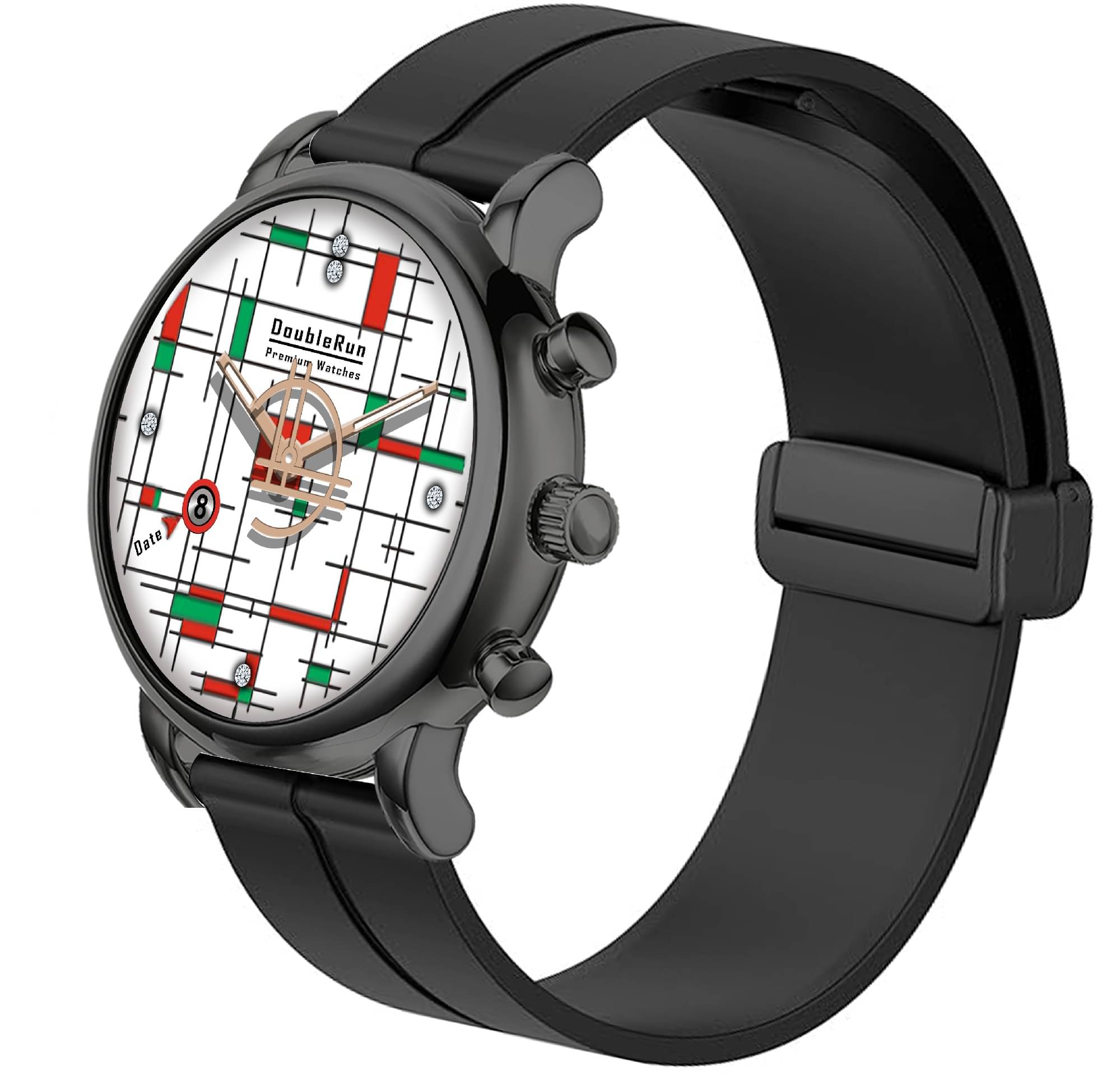     			DoubleRun Black Silicon Analog Men's Watch