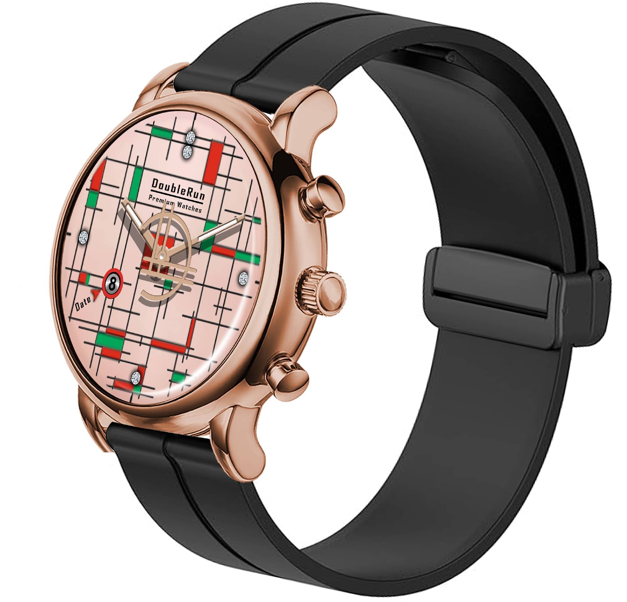     			DoubleRun Black Silicon Analog Men's Watch