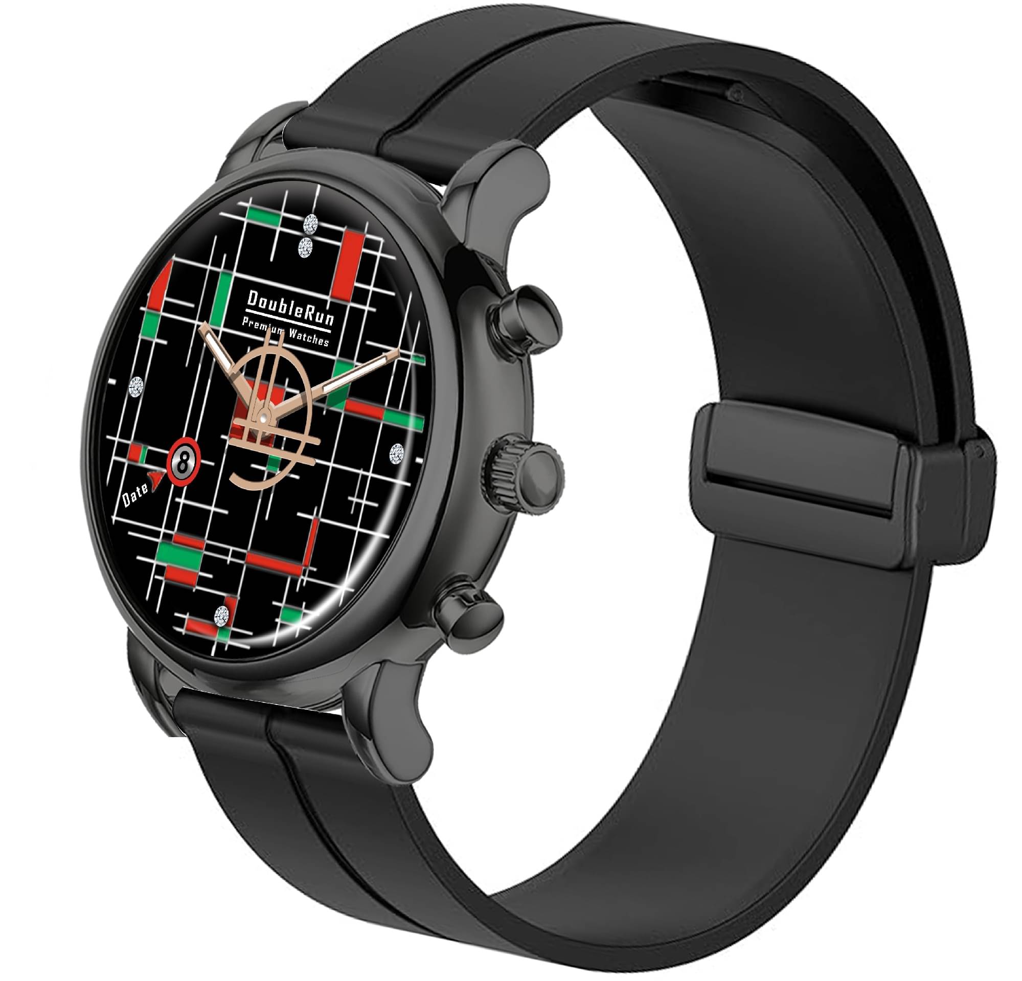     			DoubleRun Black Silicon Analog Men's Watch