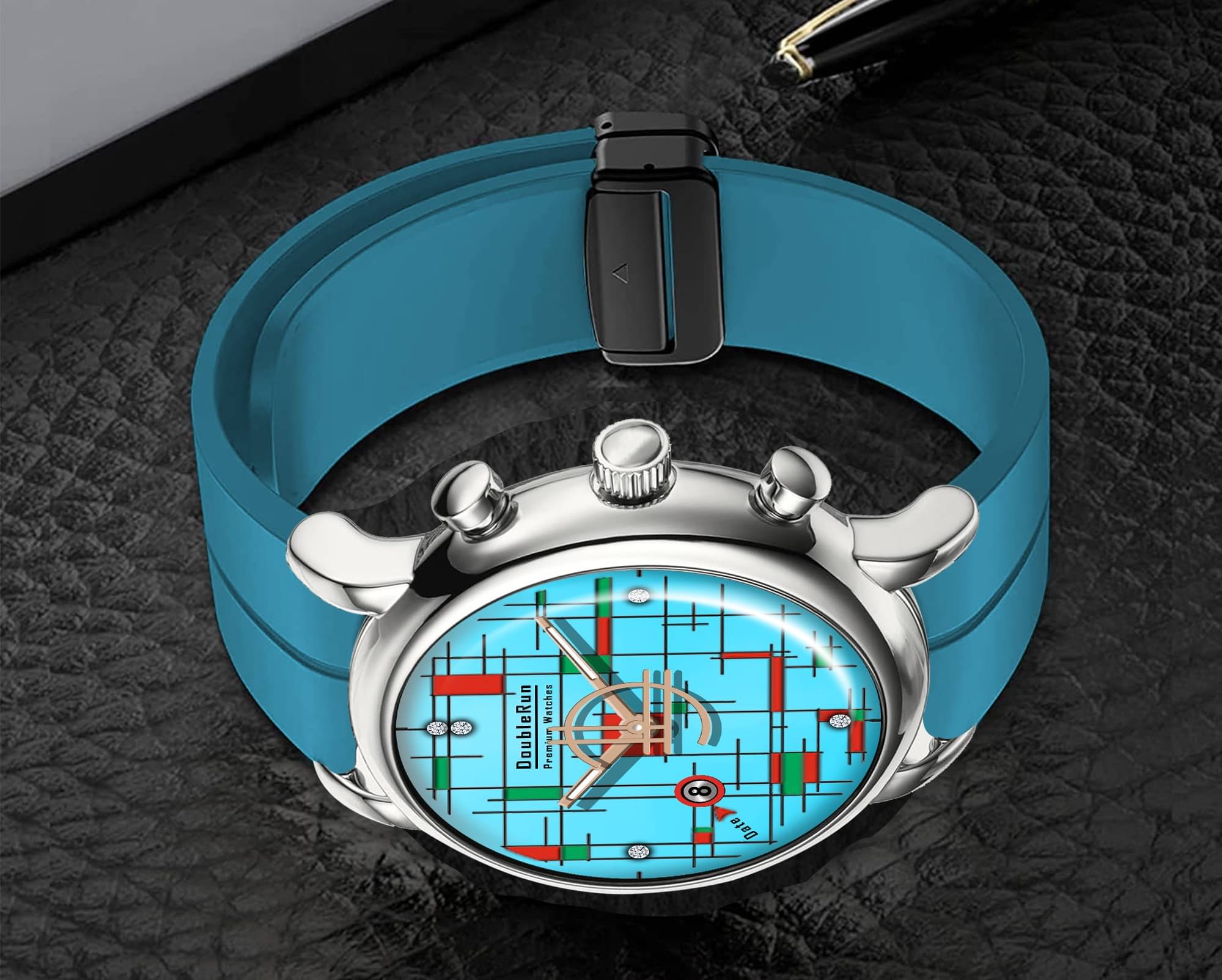     			DoubleRun Blue Silicon Analog Men's Watch