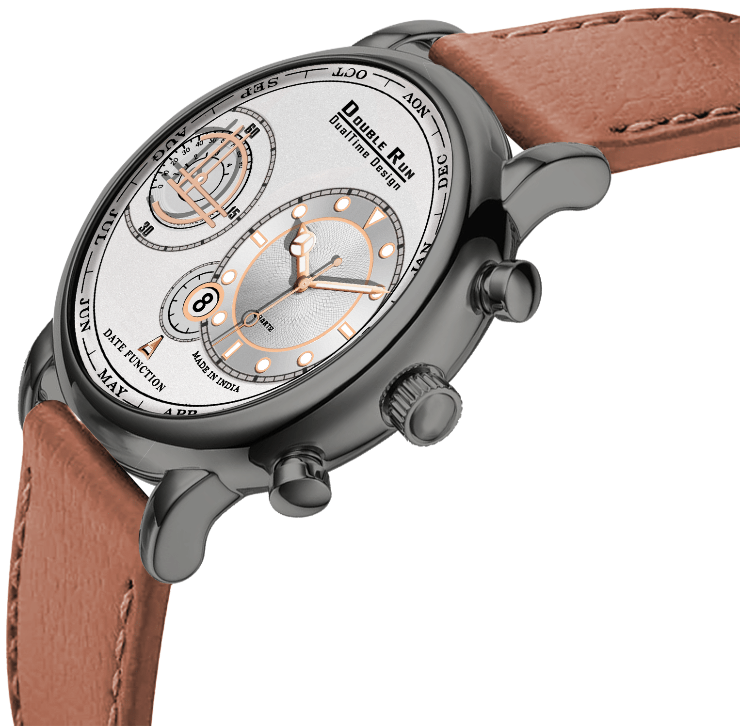     			DoubleRun Brown Leather Chronograph Men's Watch