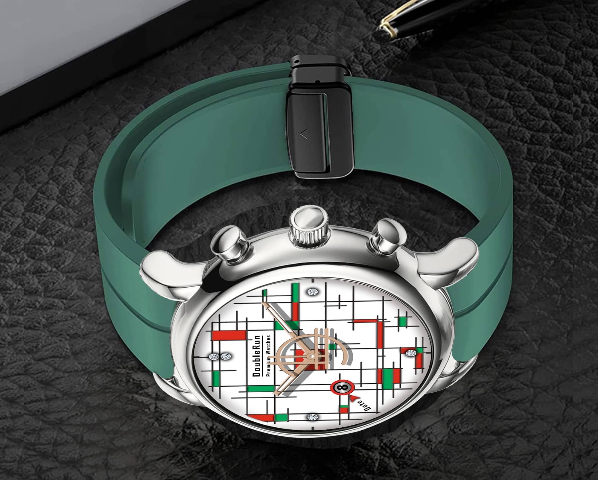     			DoubleRun Green Silicon Analog Men's Watch