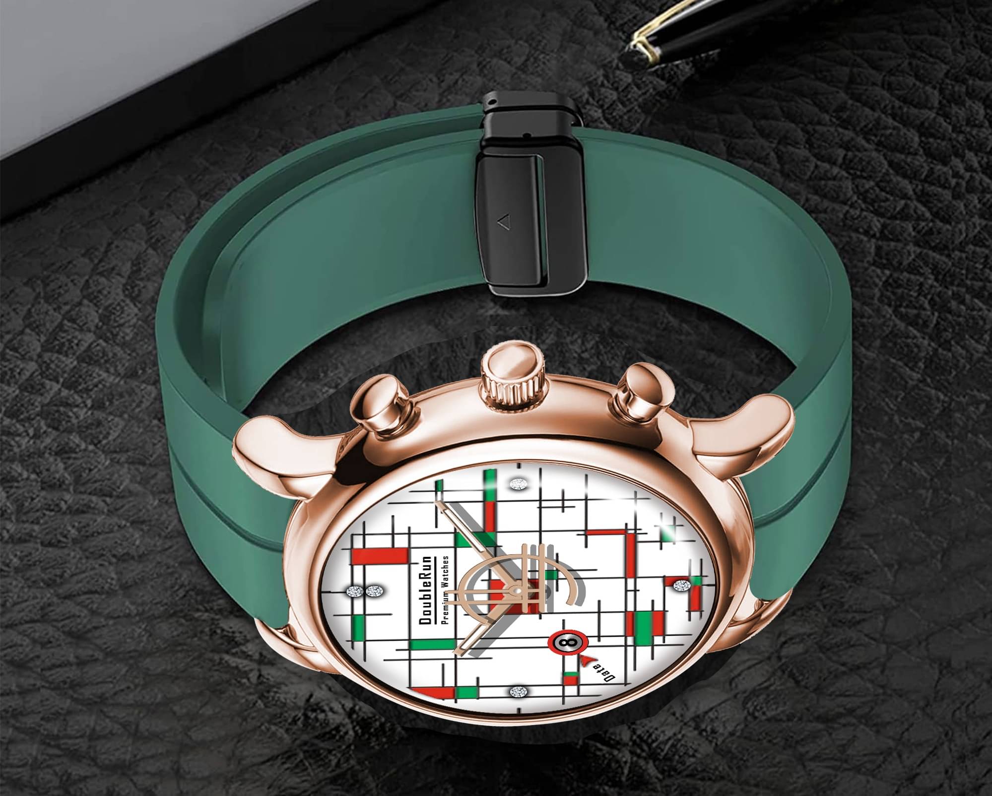     			DoubleRun Green Silicon Analog Men's Watch