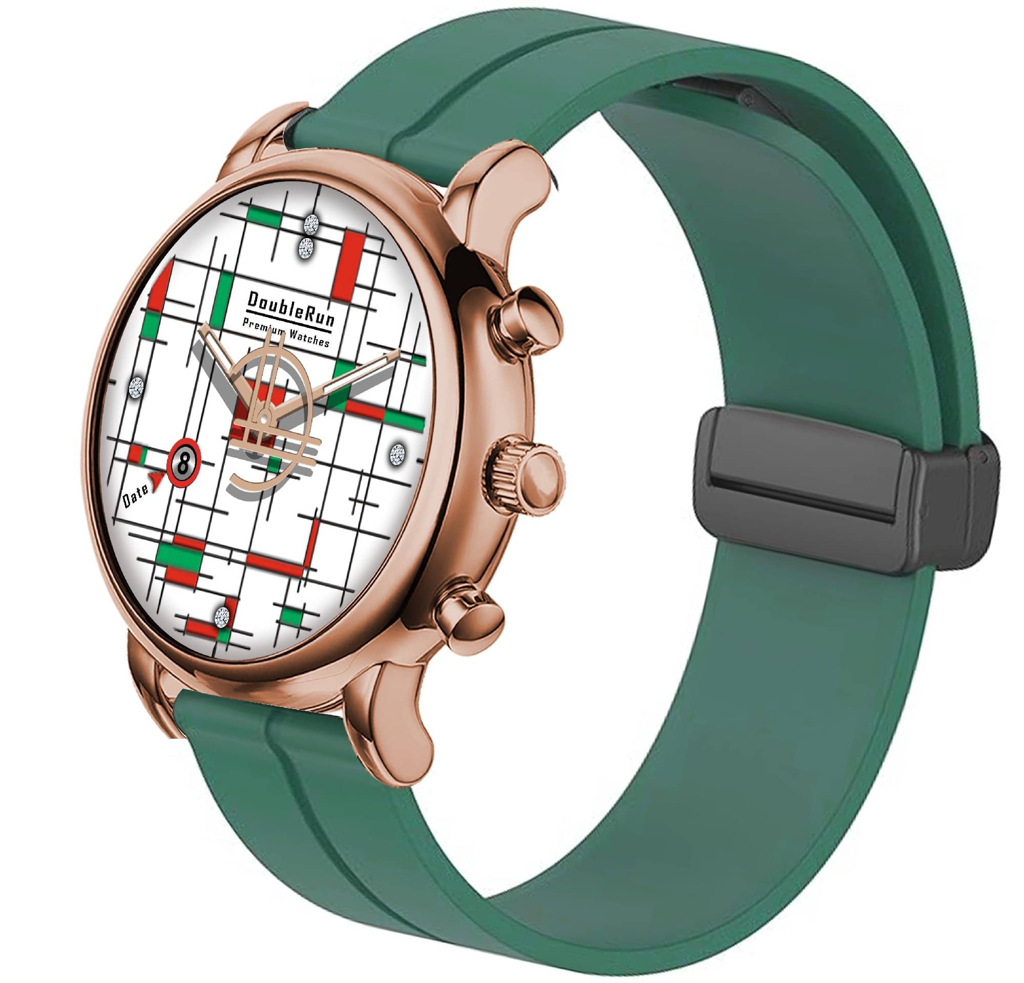     			DoubleRun Green Silicon Analog Men's Watch