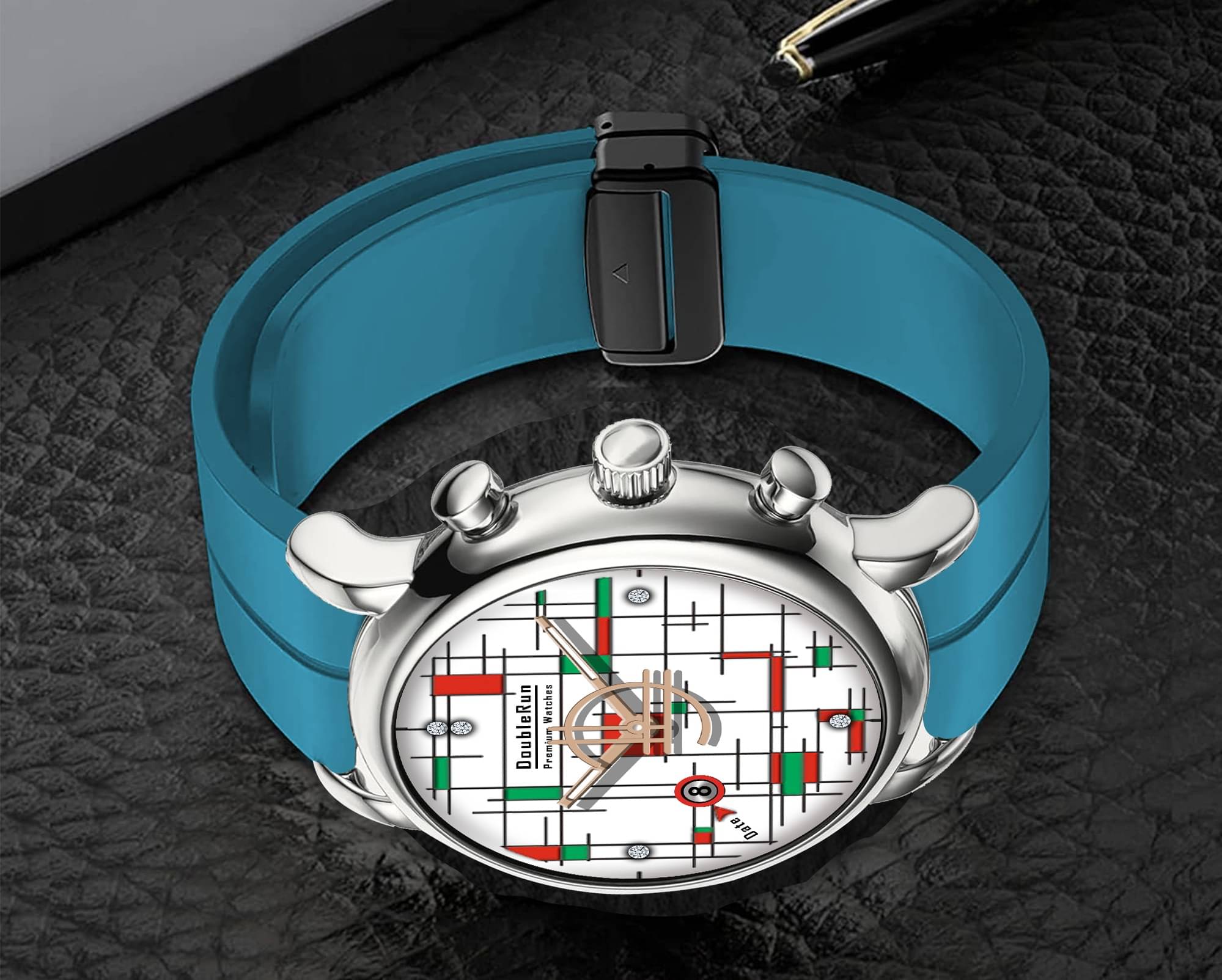     			DoubleRun Light Blue Silicon Analog Men's Watch