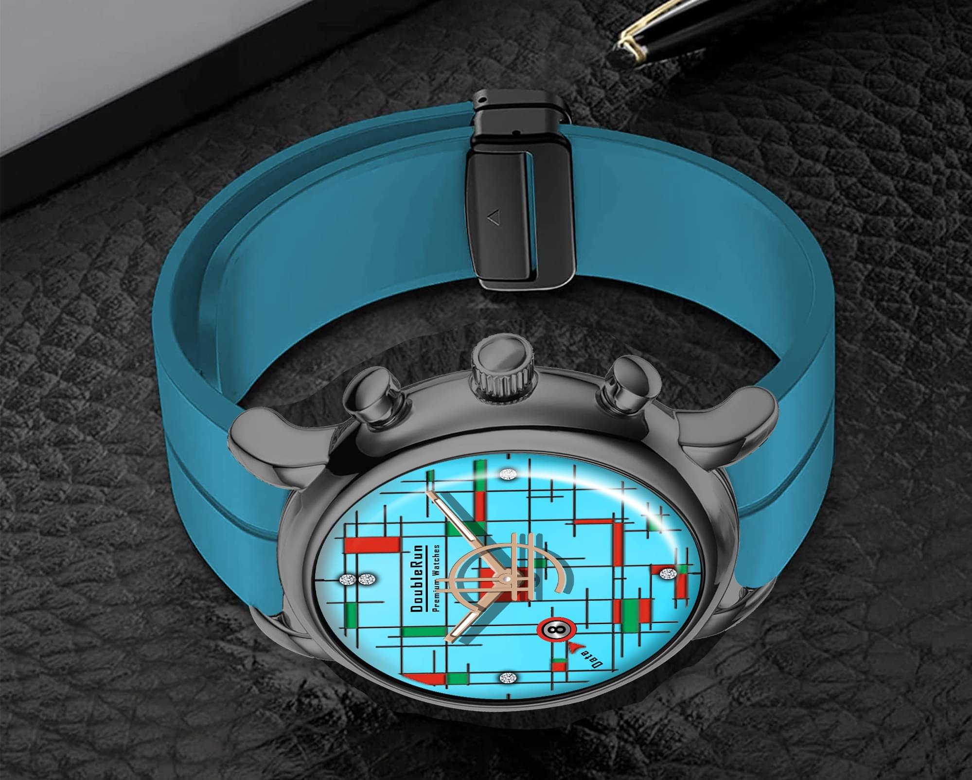     			DoubleRun Light Blue Silicon Analog Men's Watch