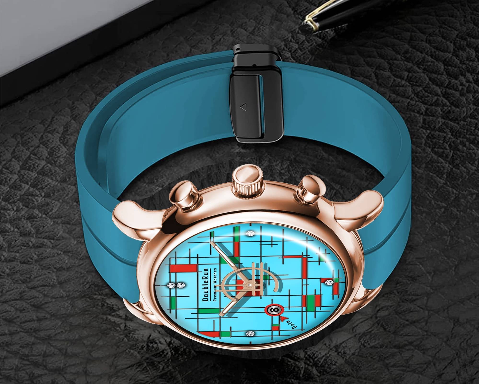     			DoubleRun Light Blue Silicon Analog Men's Watch