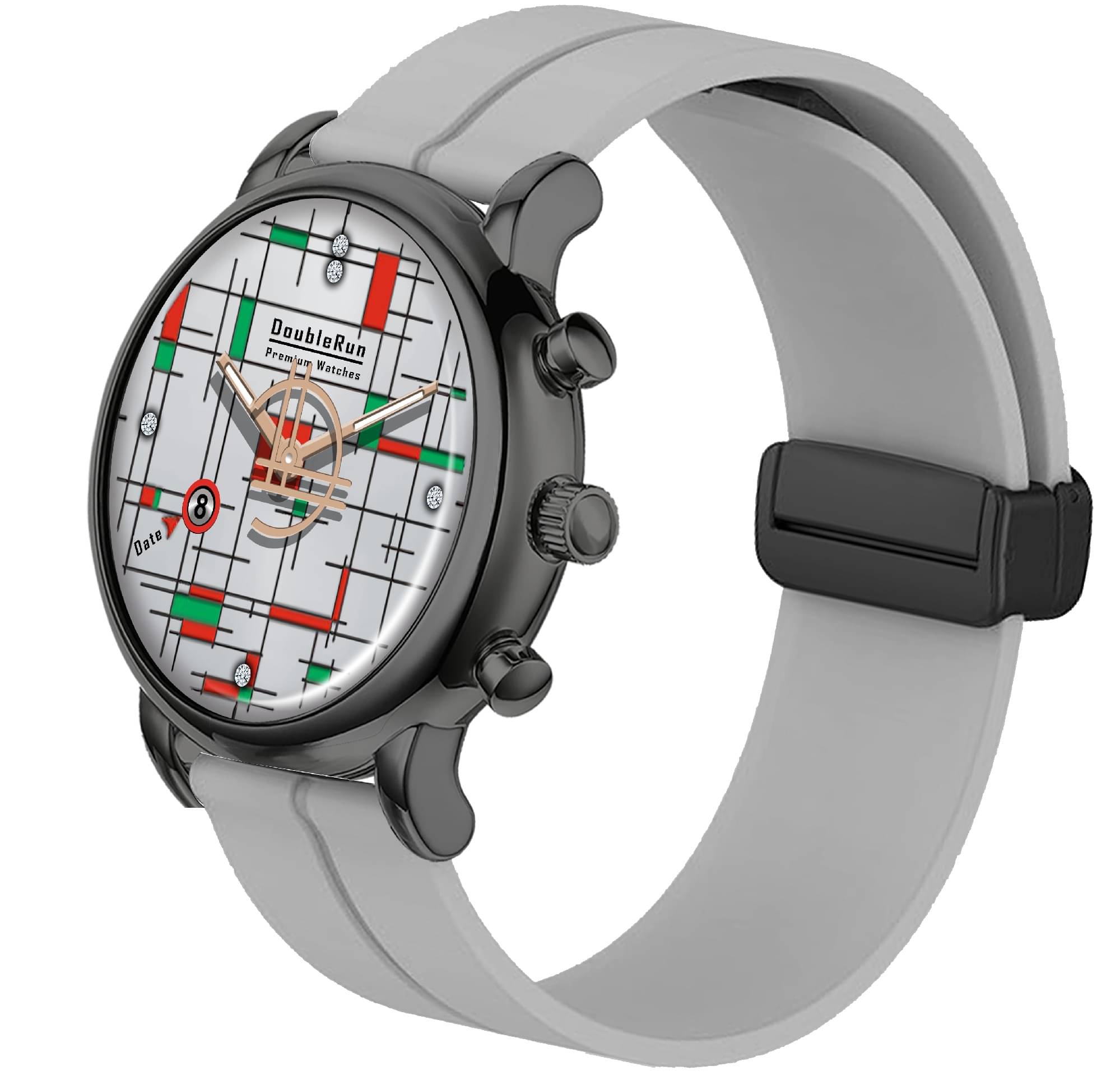     			DoubleRun Light Grey Silicon Analog Men's Watch