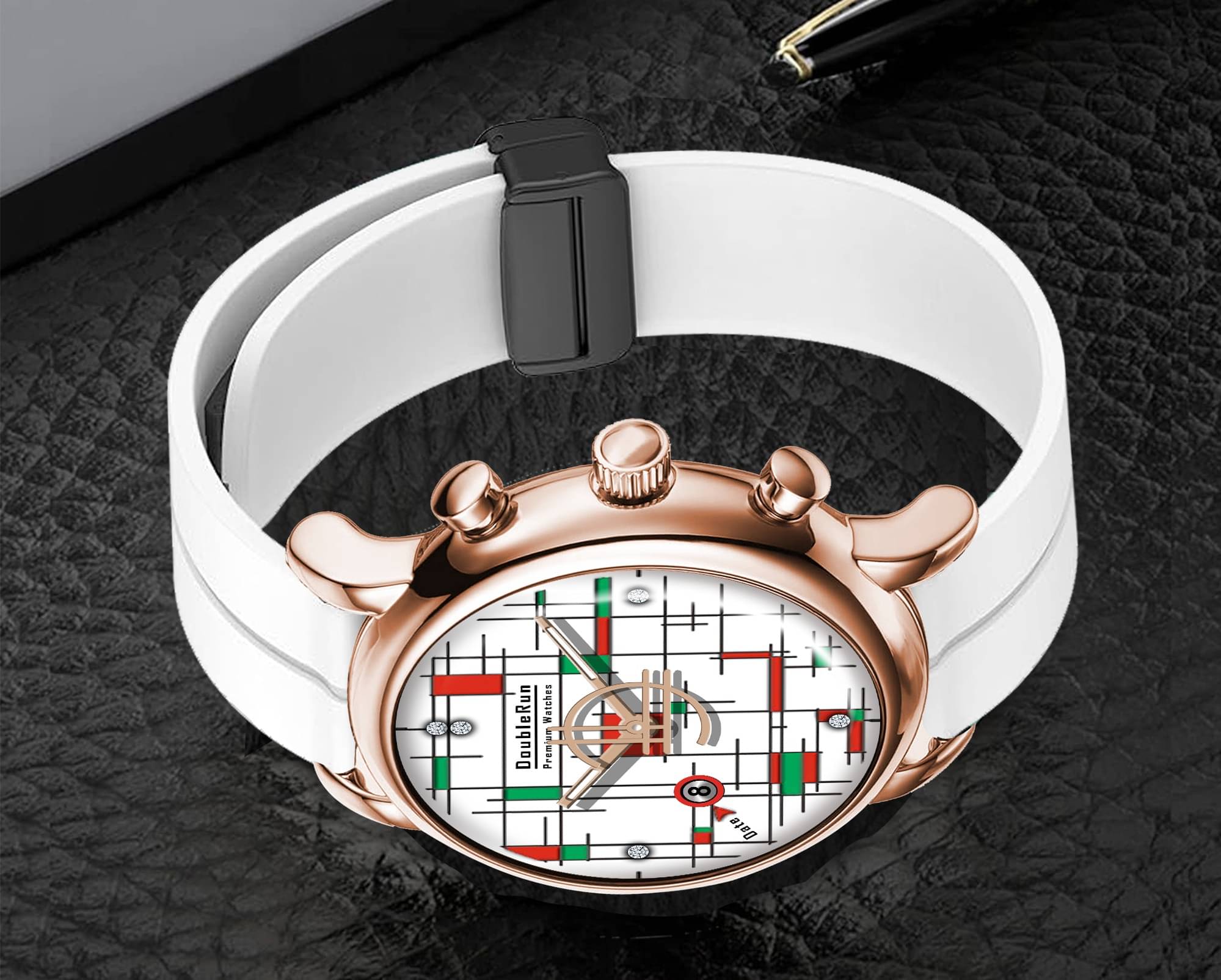     			DoubleRun White Silicon Analog Men's Watch