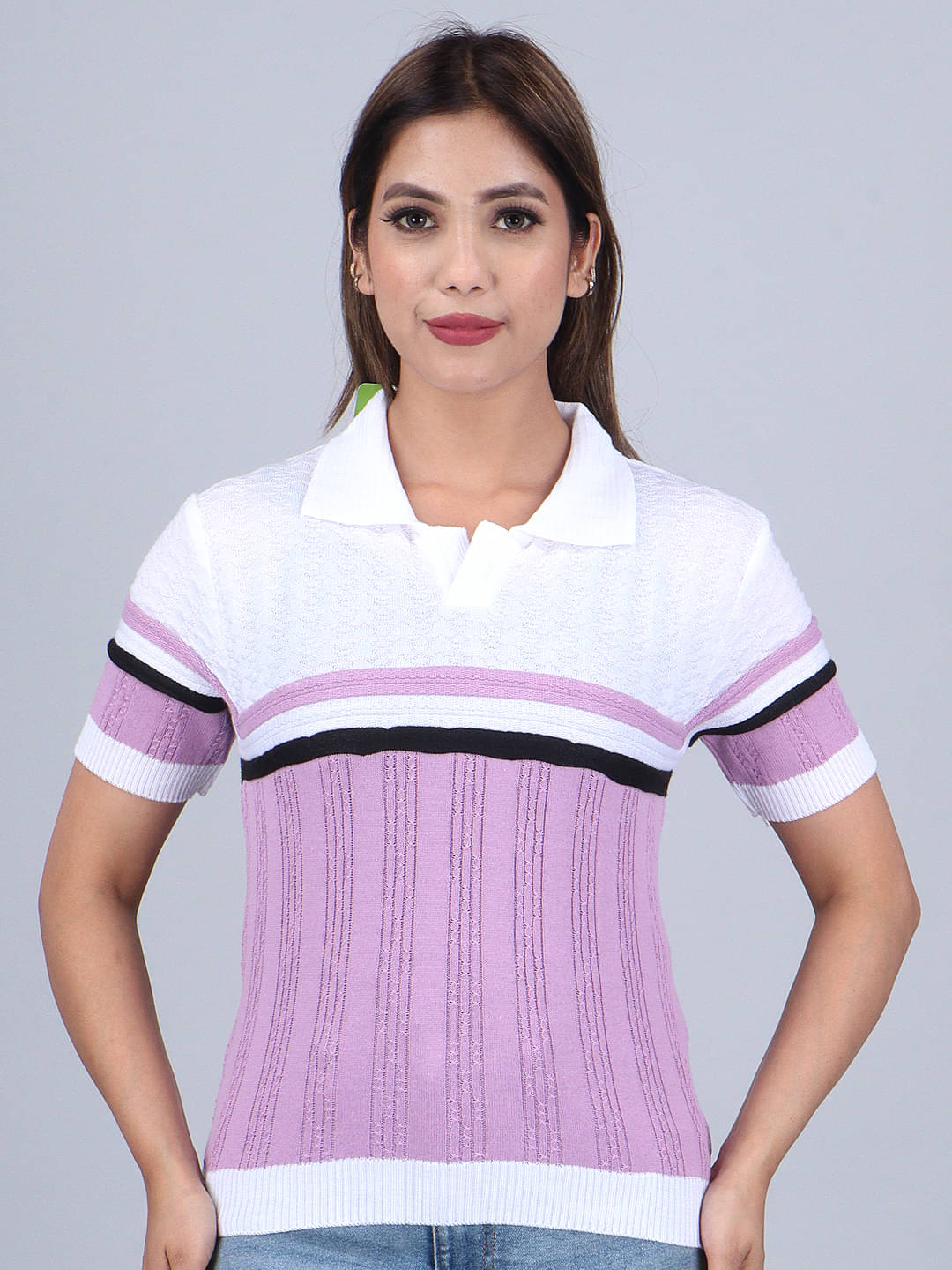 FEVERFEW Women's Cotton Blend Regular Top ( Lavender )     			FEVERFEW Women's Cotton Blend Regular Top ( Lavender )