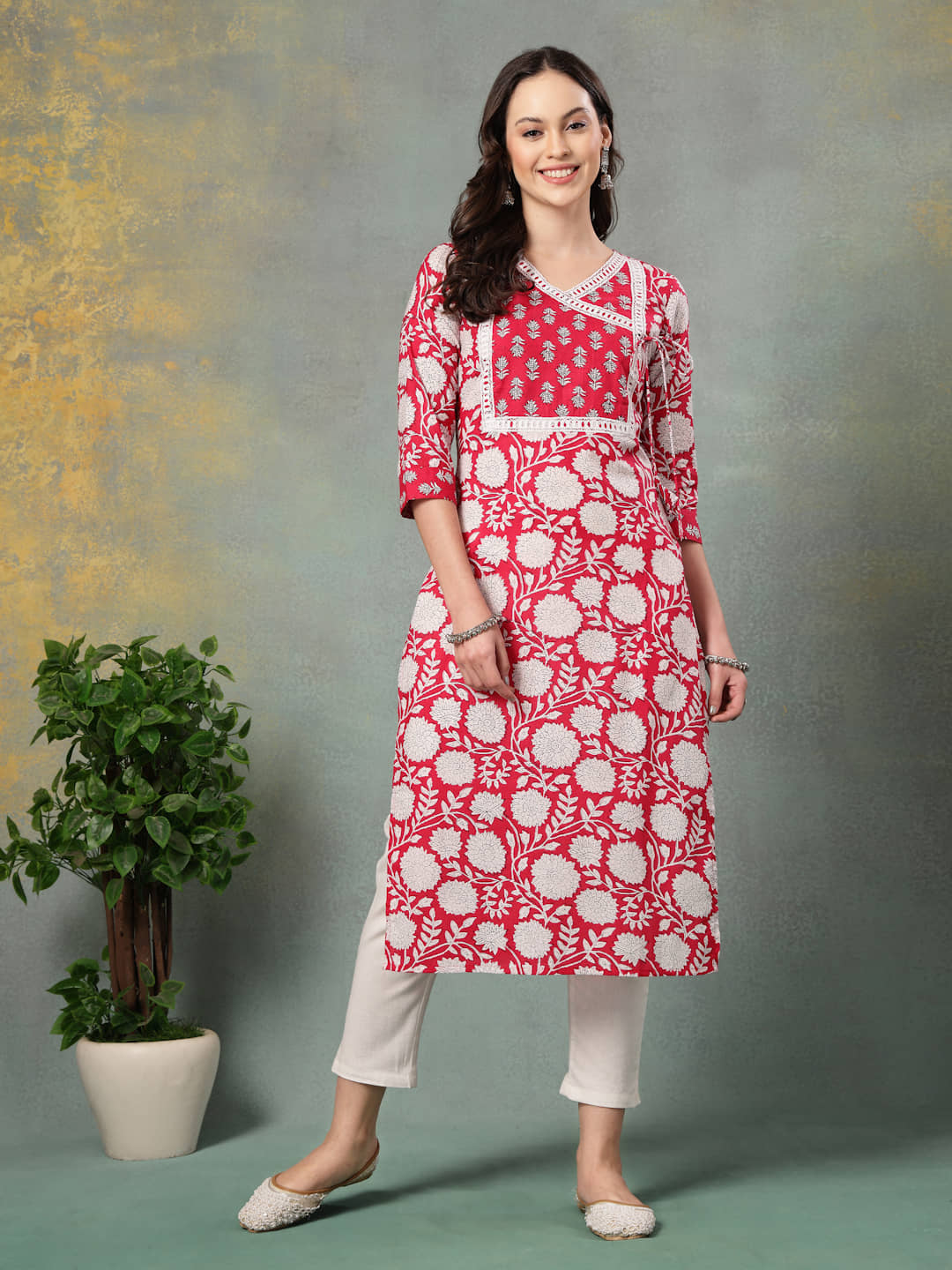 GOD BLESS Women Cotton Printed Straight Kurti ( Pink ) - Kurtis, Tunics | Buy online on ZillyBuy