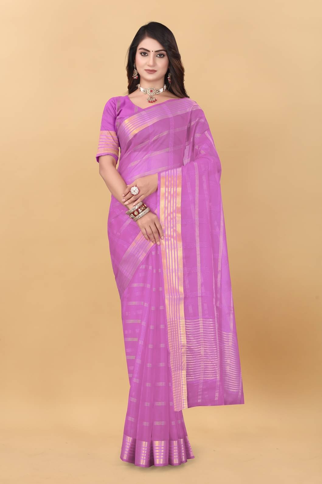 GSAREEJII Organza Dyed Saree With Unstitched Blouse Piece ( Fluorescent Pink ) GSAREEJII Organza Dyed Saree With Unstitched Blouse Piece ( Fluorescent Pink )