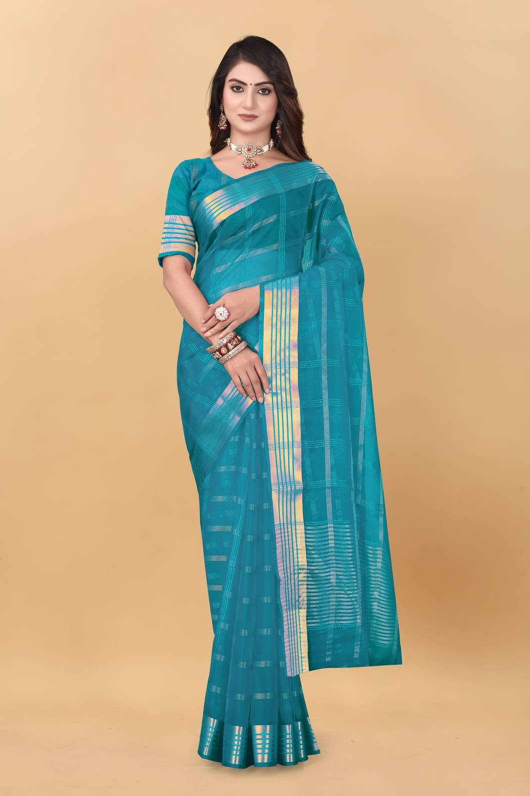 GSAREEJII Organza Dyed Saree With Unstitched Blouse Piece ( Blue ) GSAREEJII Organza Dyed Saree With Unstitched Blouse Piece ( Blue )