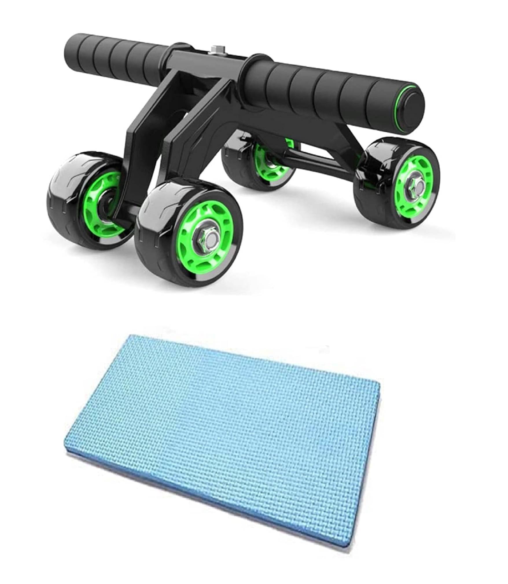     			Gjshop AB Roller Exerciser | 4 Wheel AB Roller | Abdominal Muscle Wheel | Abdominal Exerciser | Gym Equipment | Fitness Accessories | Home Workout | AB Roller with Knee Pad (Green- Black)