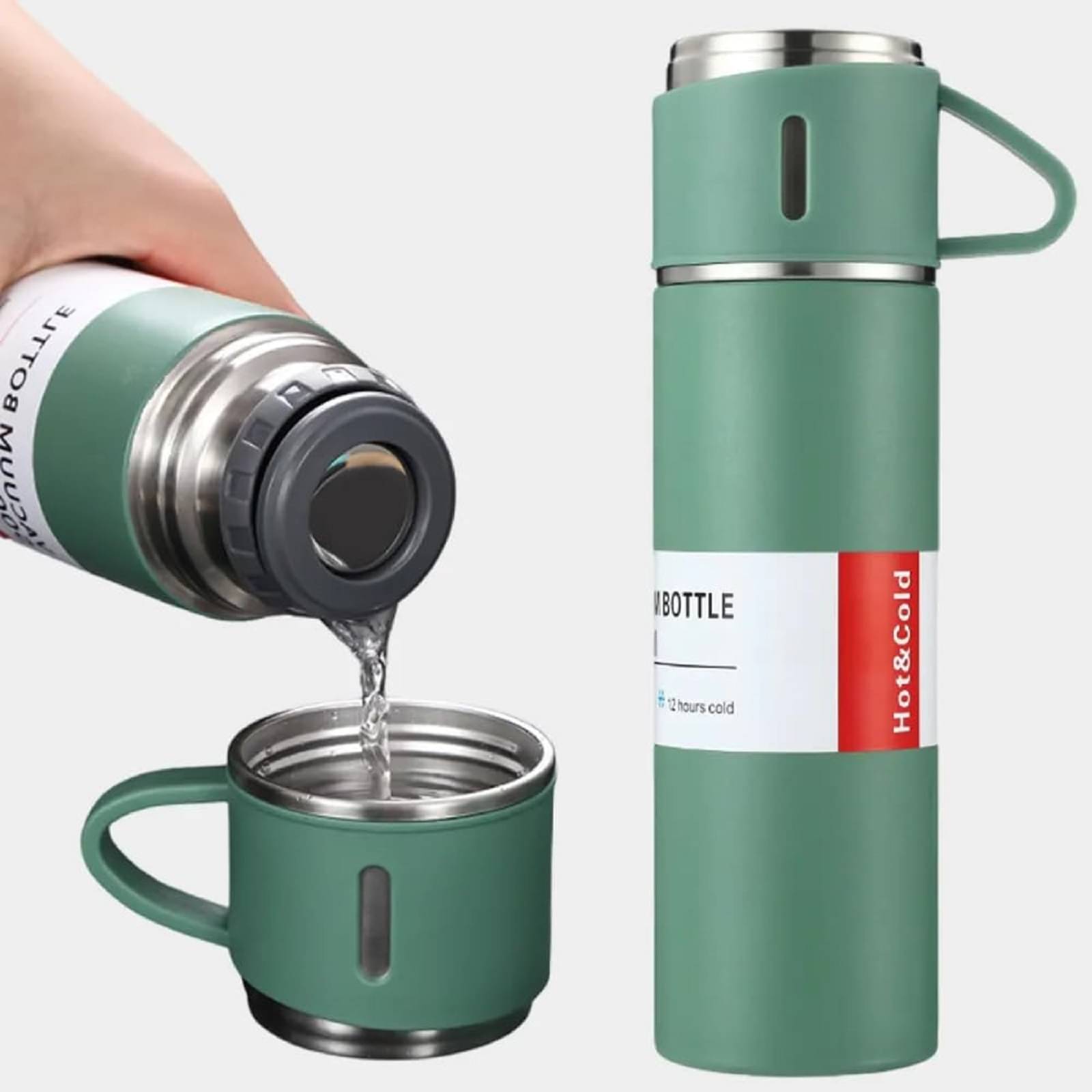     			Gjshop Vacuum Flask Set Green Steel Flask ( 500 ml )