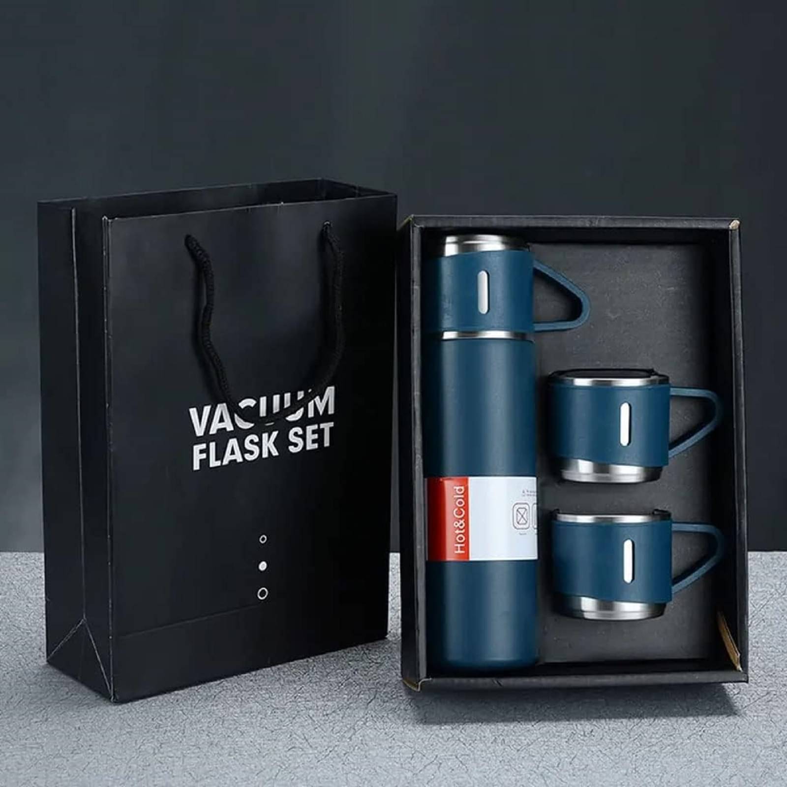     			Gjshop Vacuum Flask Set Navy Blue Steel Flask ( 500 ml )